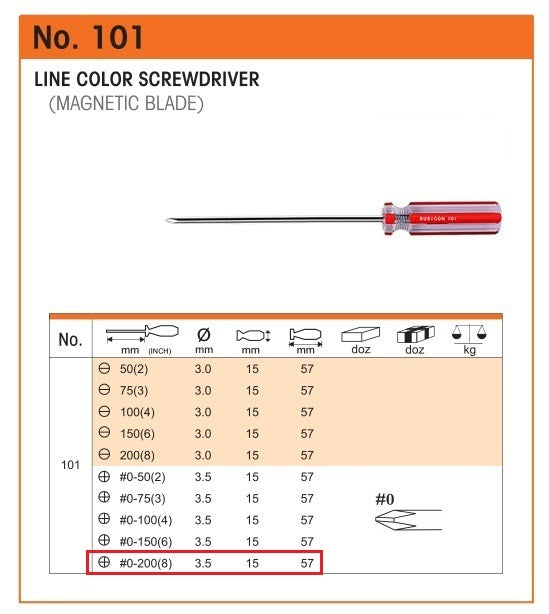 DESARMADOR 8" ESTRELLA (+) 101-0X8 (1/8") RUBICON (pza) - 24377