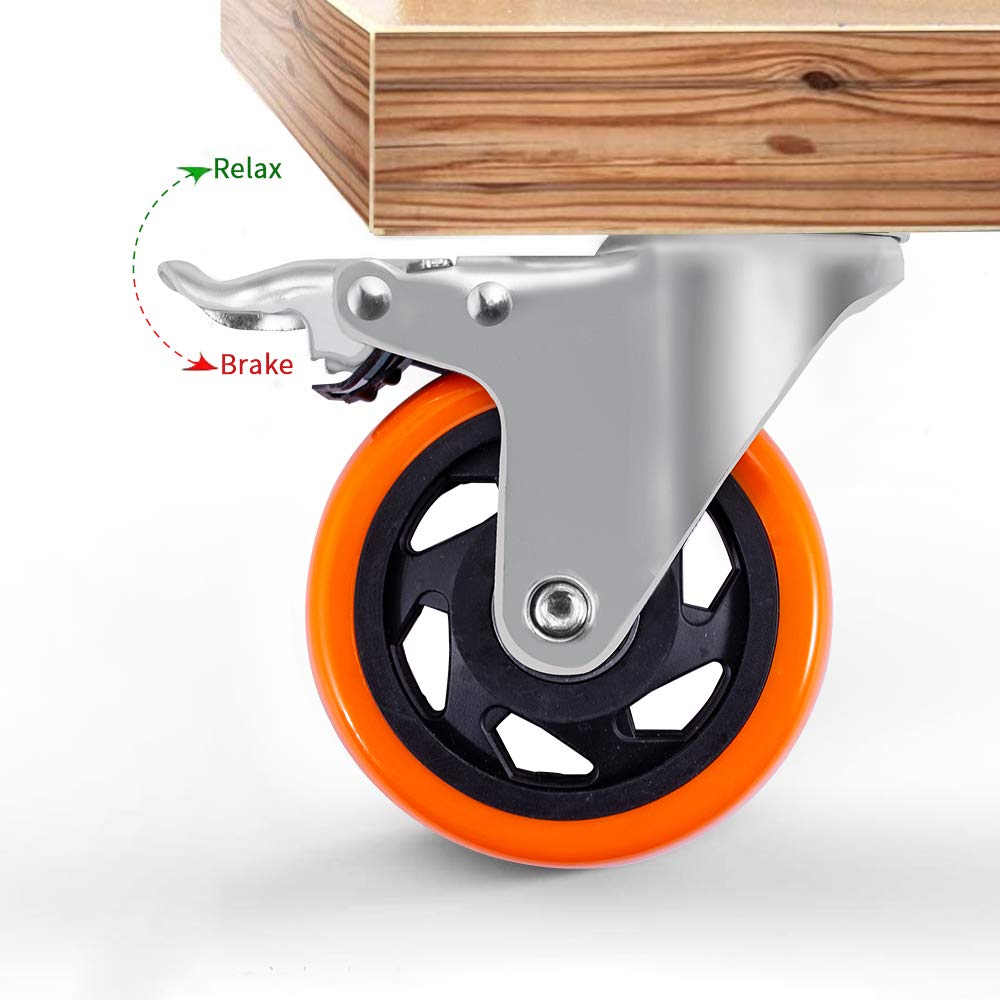 Rodamiento Garrucha giratoria naranja de 5 pulg con freno EDIROF-5PULG