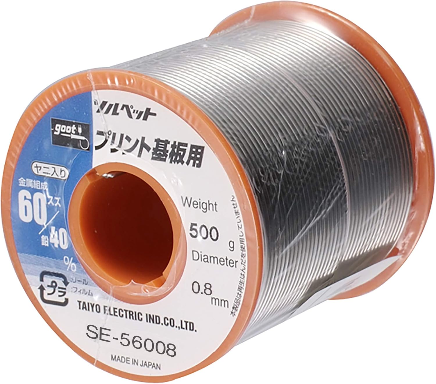 Rollo de Estaño 60/40 de 0.8mm peso 500gr Goot SE-56008