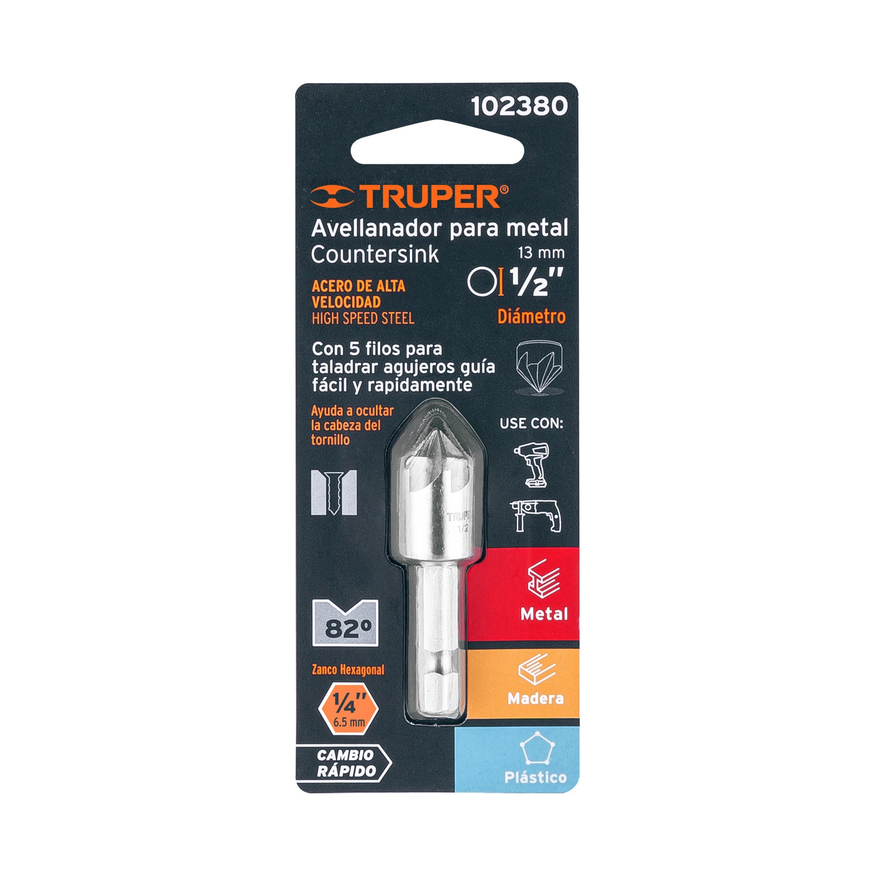 Avellanador HSS cambio rápido 1/2", Truper - 102380