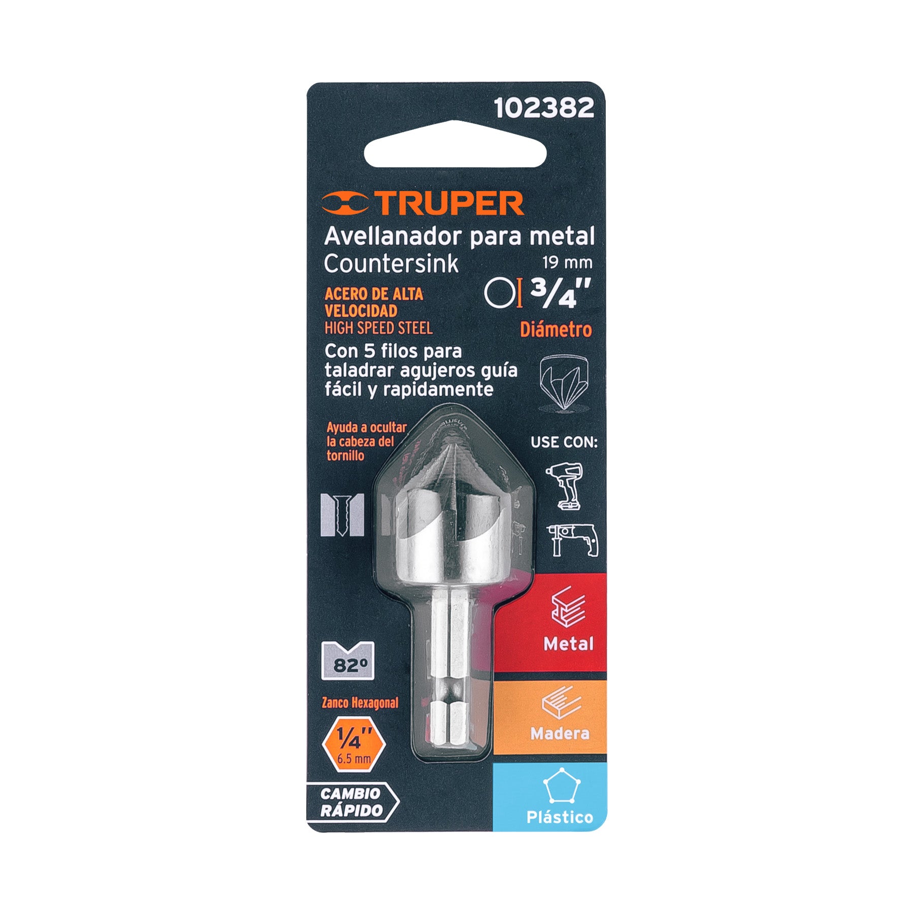 Avellanador HSS cambio rápido 3/4", Truper - 102382