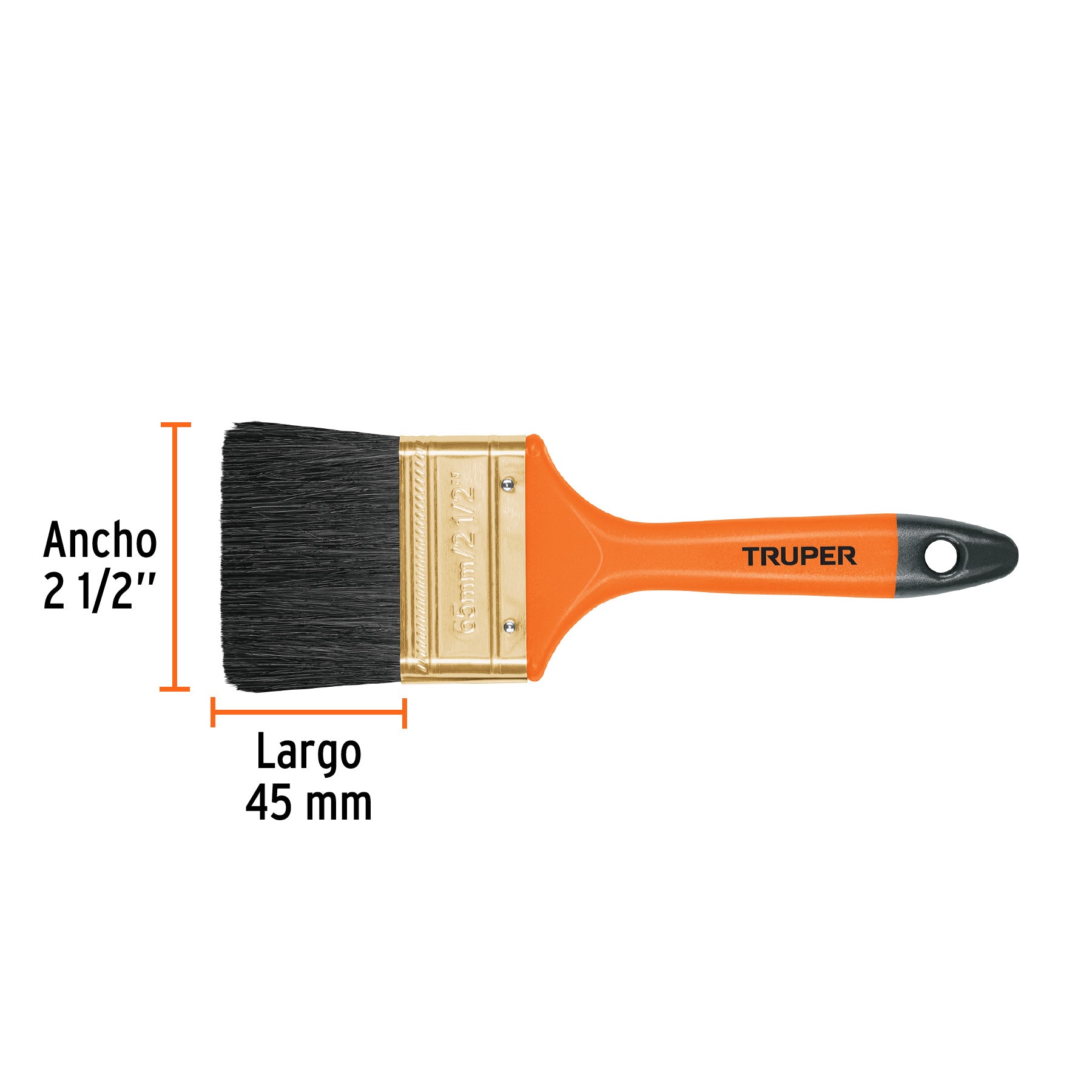 Brocha profesional de 2-1/2" con mango de plástico, Truper - 14484