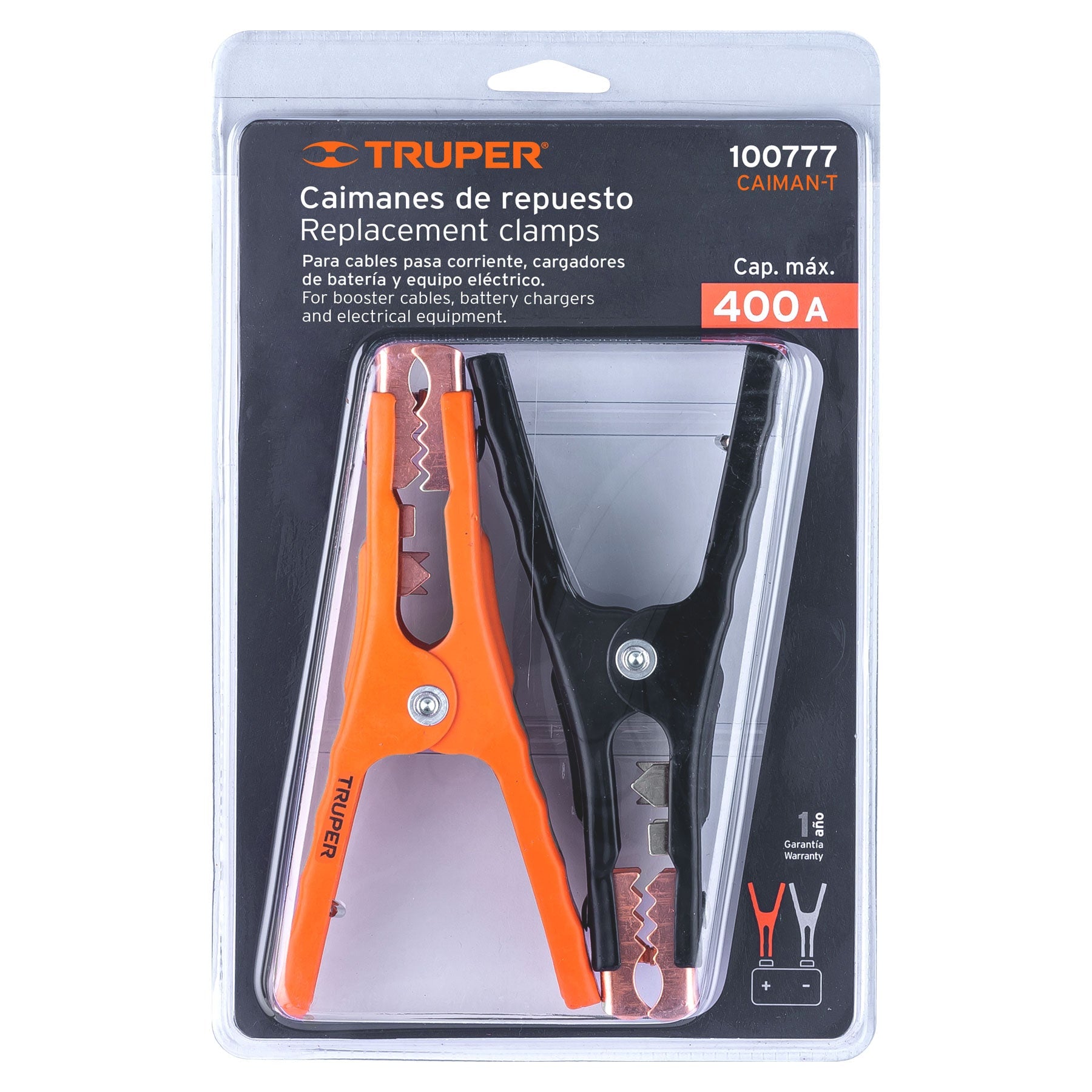 Blíster con 2 caimanes para cables pasa corriente, Truper - 100777