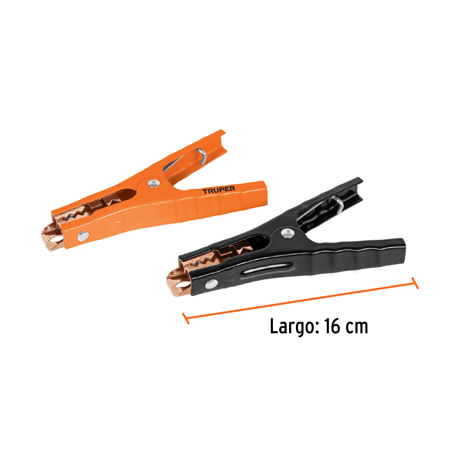 Blíster con 2 caimanes para cables pasa corriente, Truper - 100777