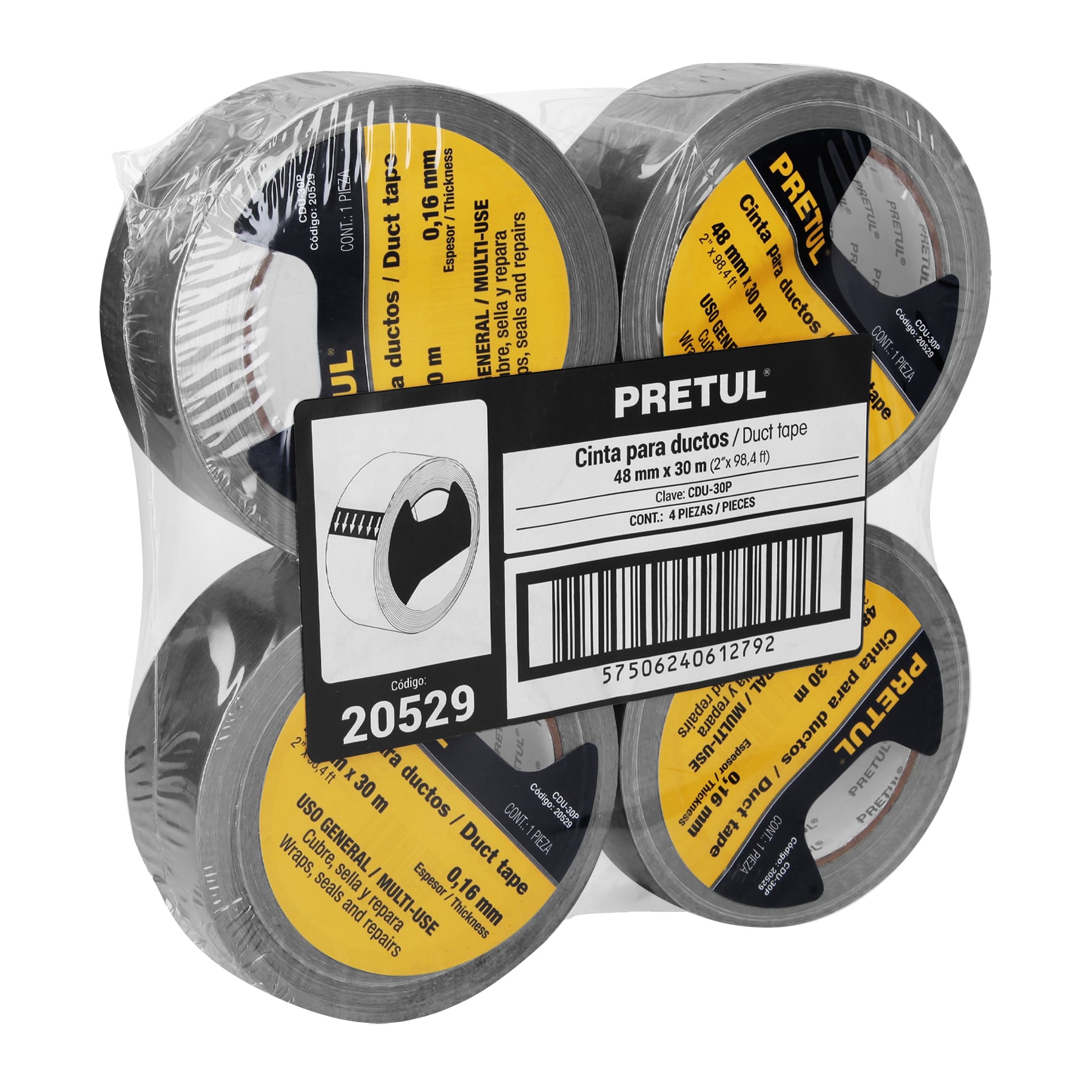 Cinta ducte tape 30 m espesor 0.16 mm, Pretul - 20529