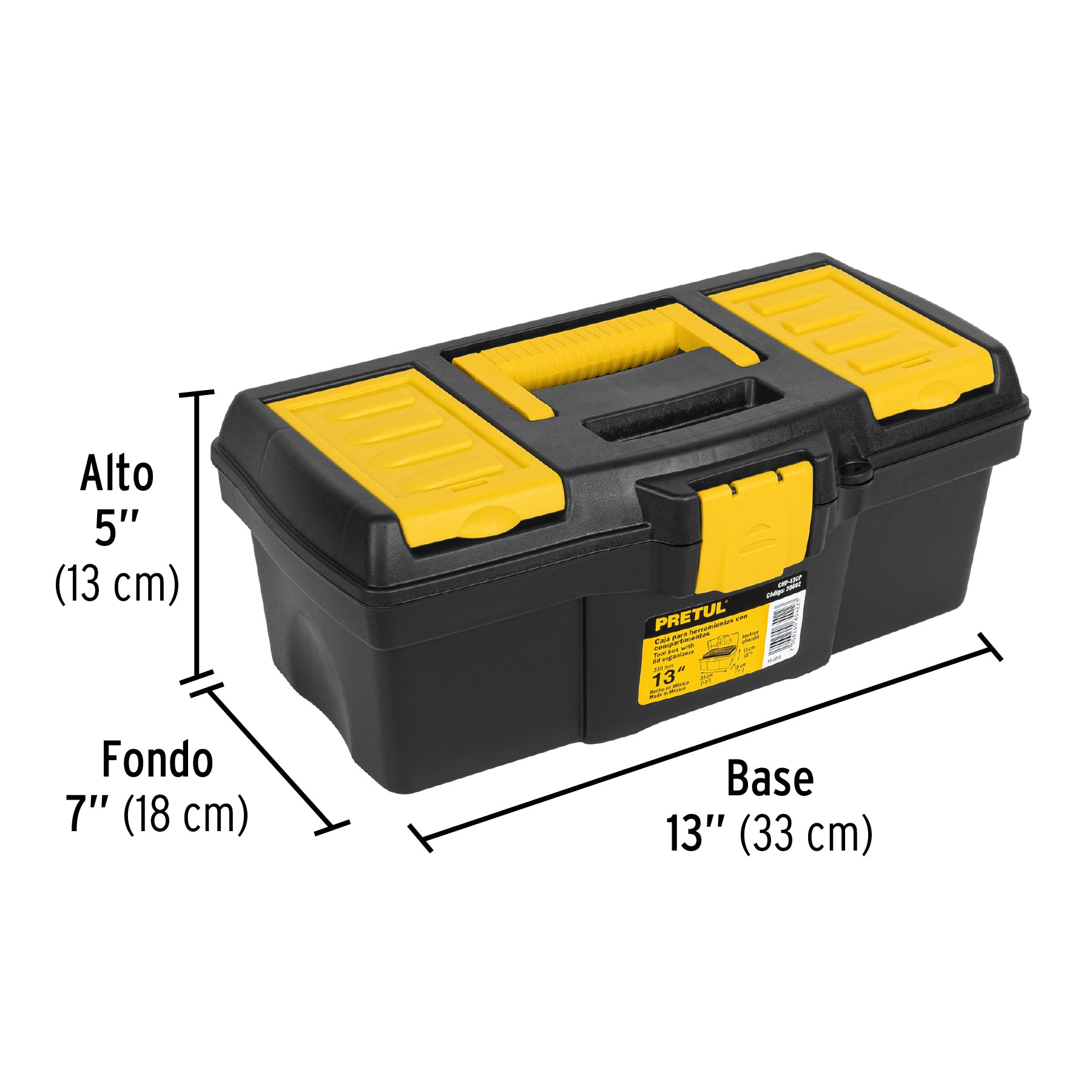 Caja para herramienta de 13" con compartimentos, Pretul - 20602