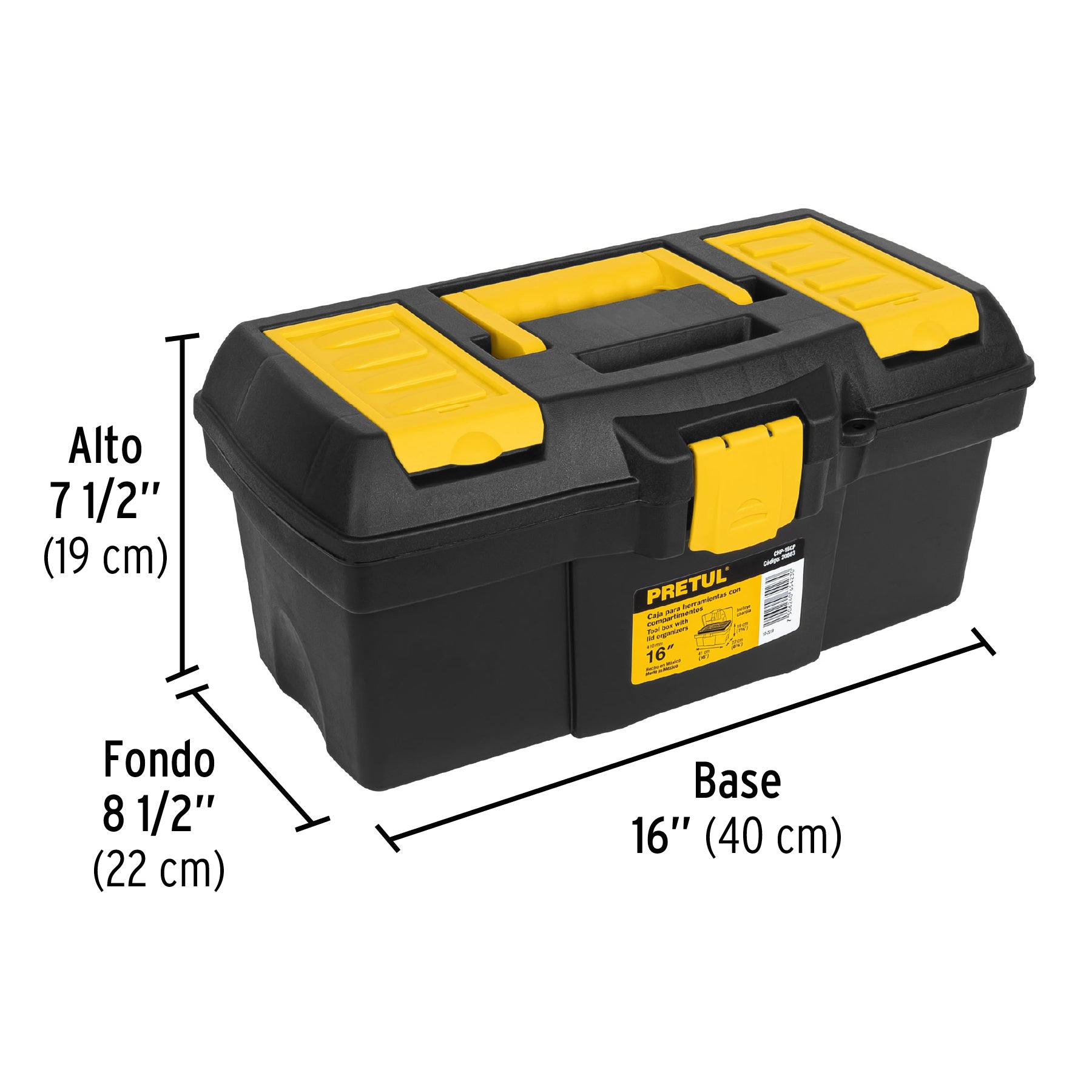 Caja para herramienta de 16" con compartimentos, Pretul - 20603