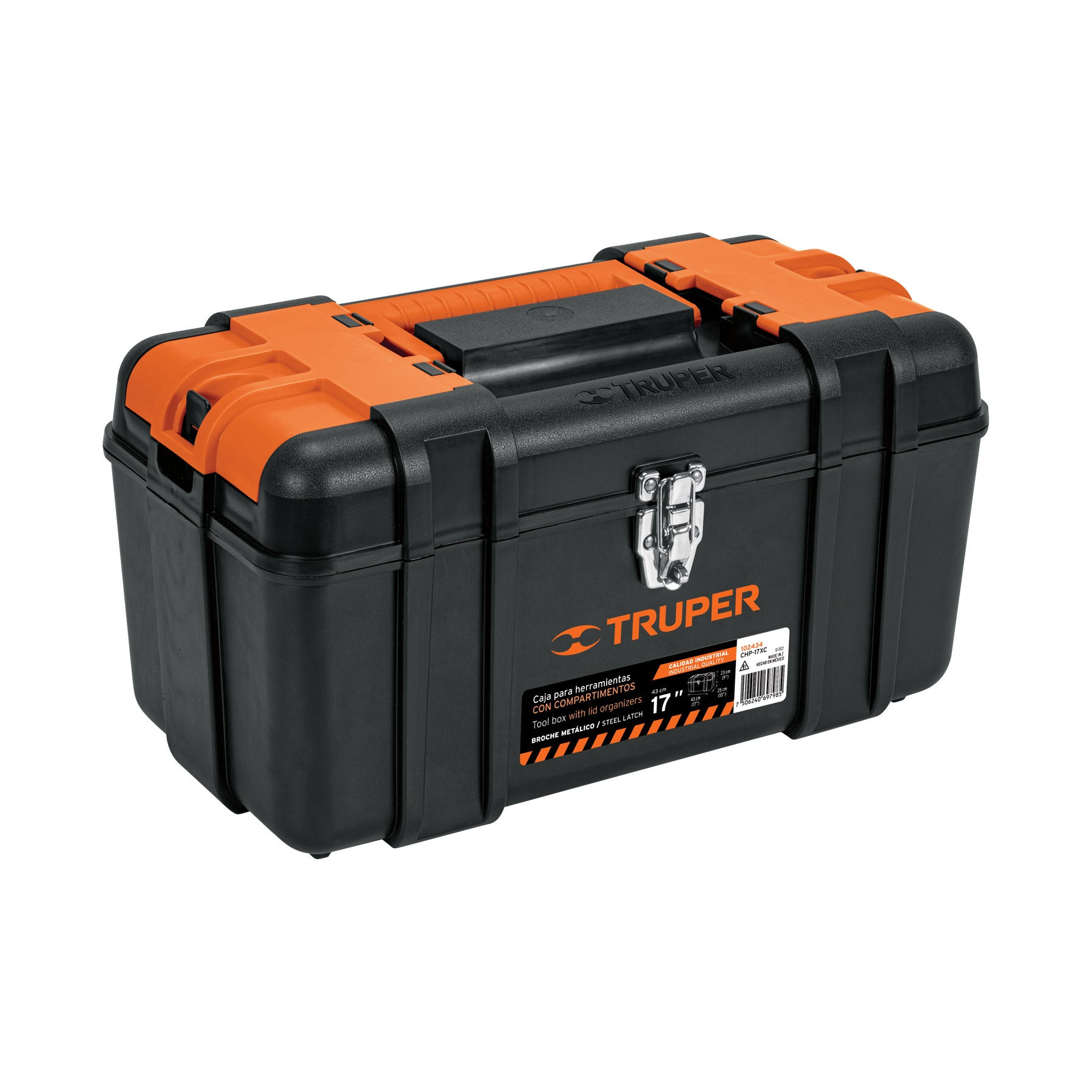 Caja p/herramienta 17' con compartimentos, broches metálicos - 102434
