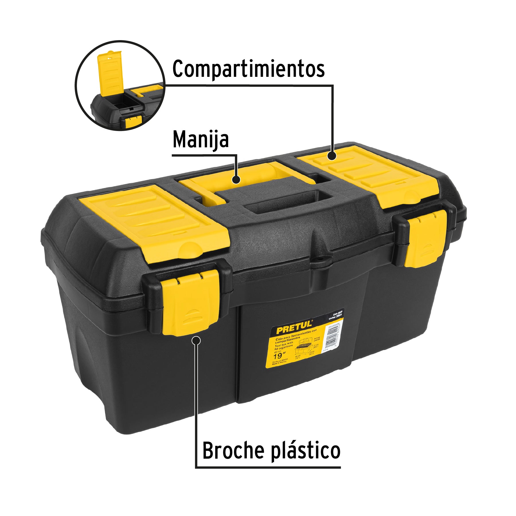 Caja para herramienta de 19" con compartimentos, Pretul - 20604