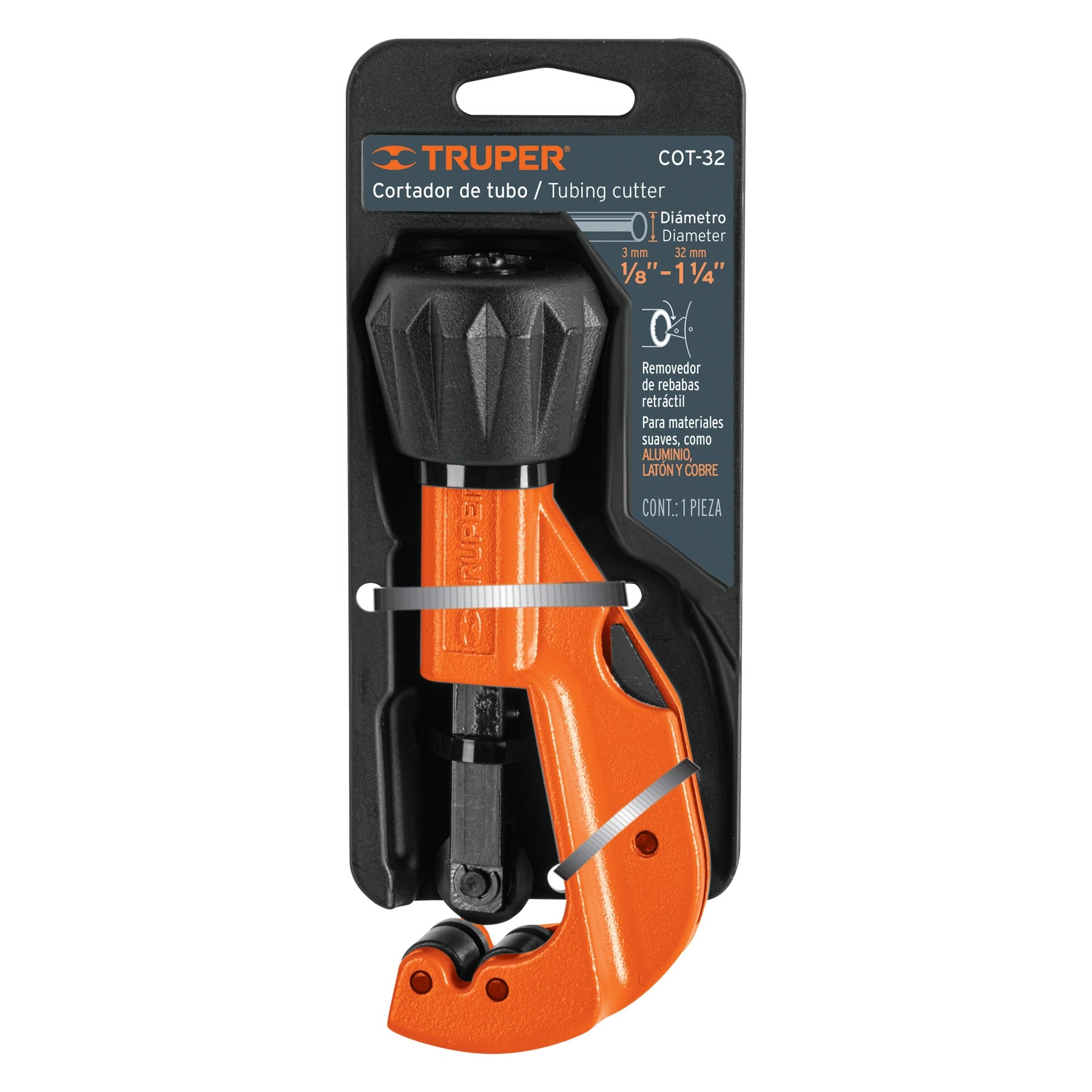 Cortador tubo de cobre 3/16" a 2" cuchilla 18 mm, Truper - 12859