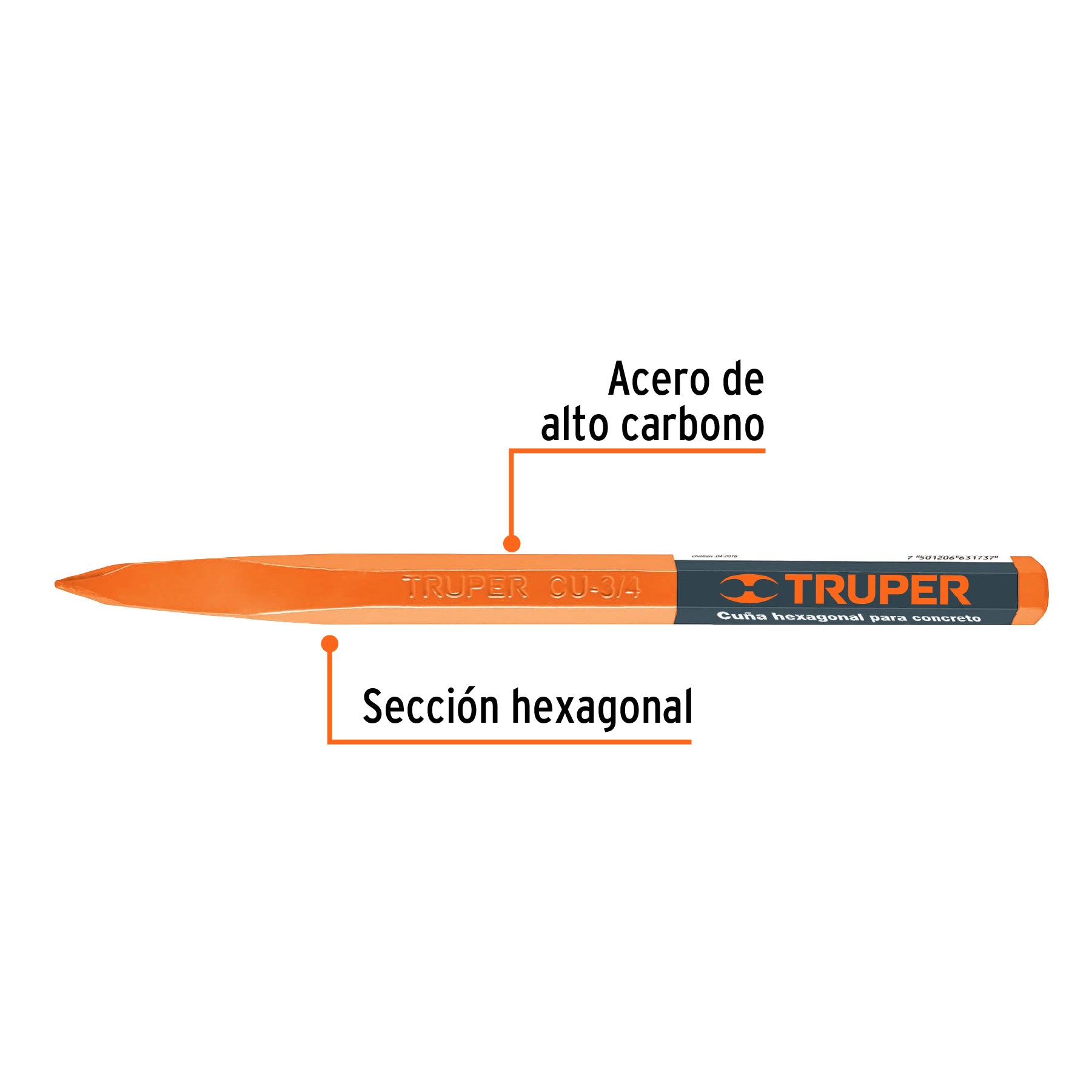 Punta hexagonal para concreto de 3/4", Truper - 13050