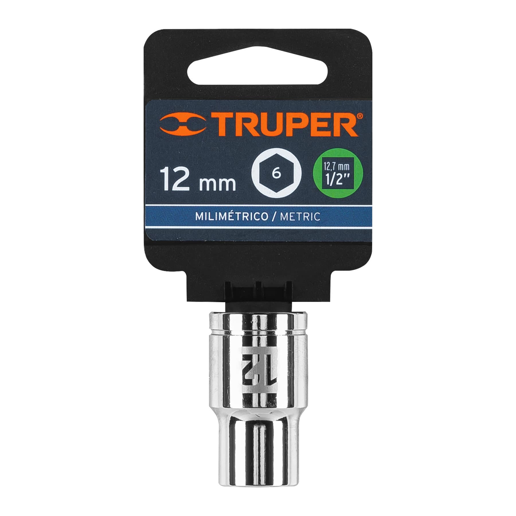 Dado de 12 mm, 6 puntas, cuadro 1/2", Truper - 13262