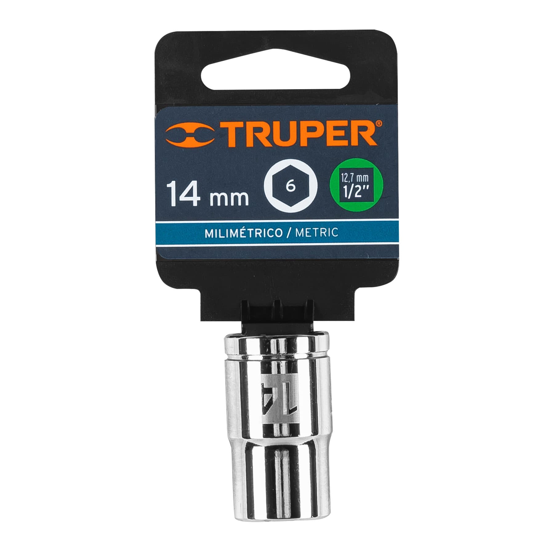 Dado de 14 mm, 6 puntas, cuadro 1/2", Truper - 13264