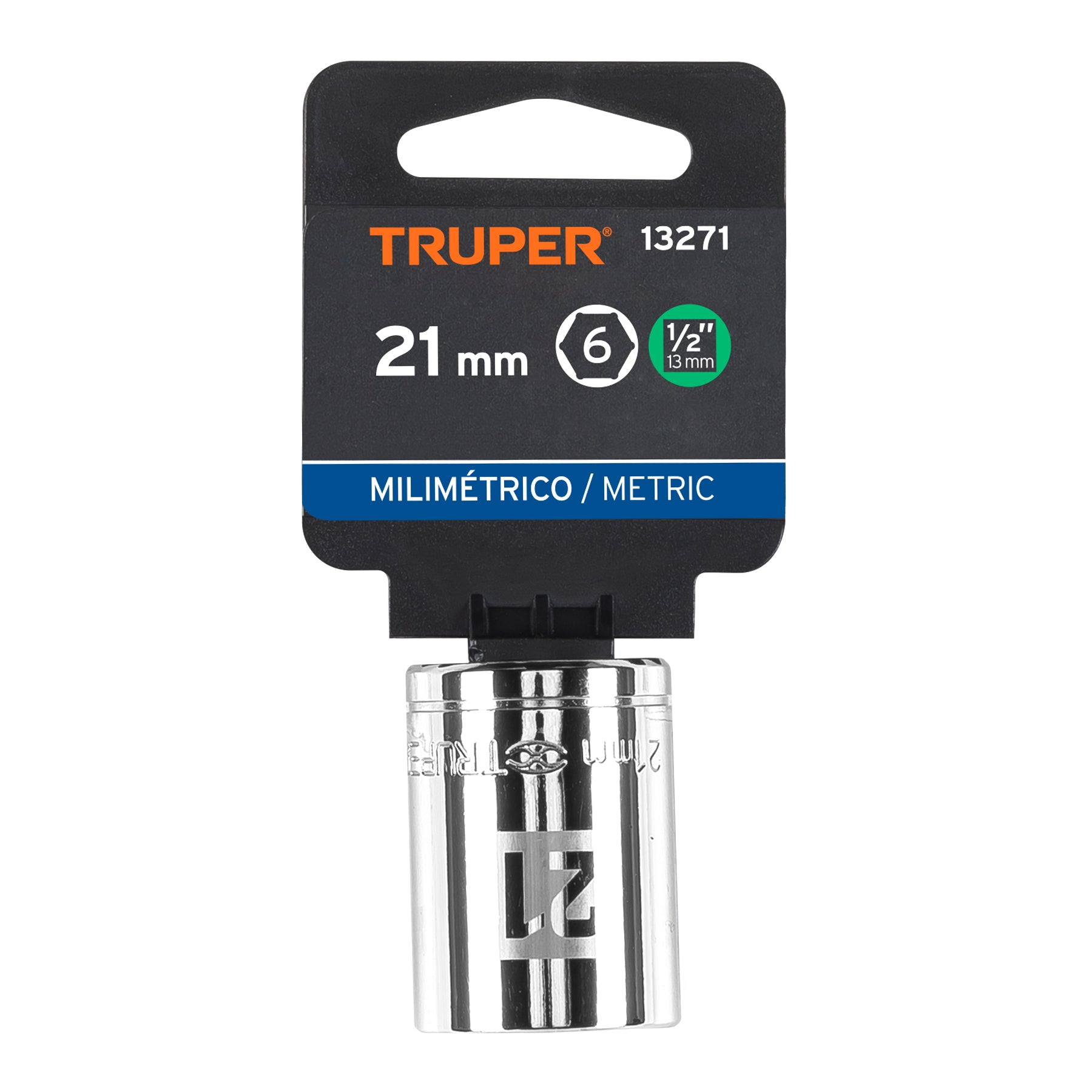 Dado hexagonal encastre 1/2" de 21 mm, Truper - 13271