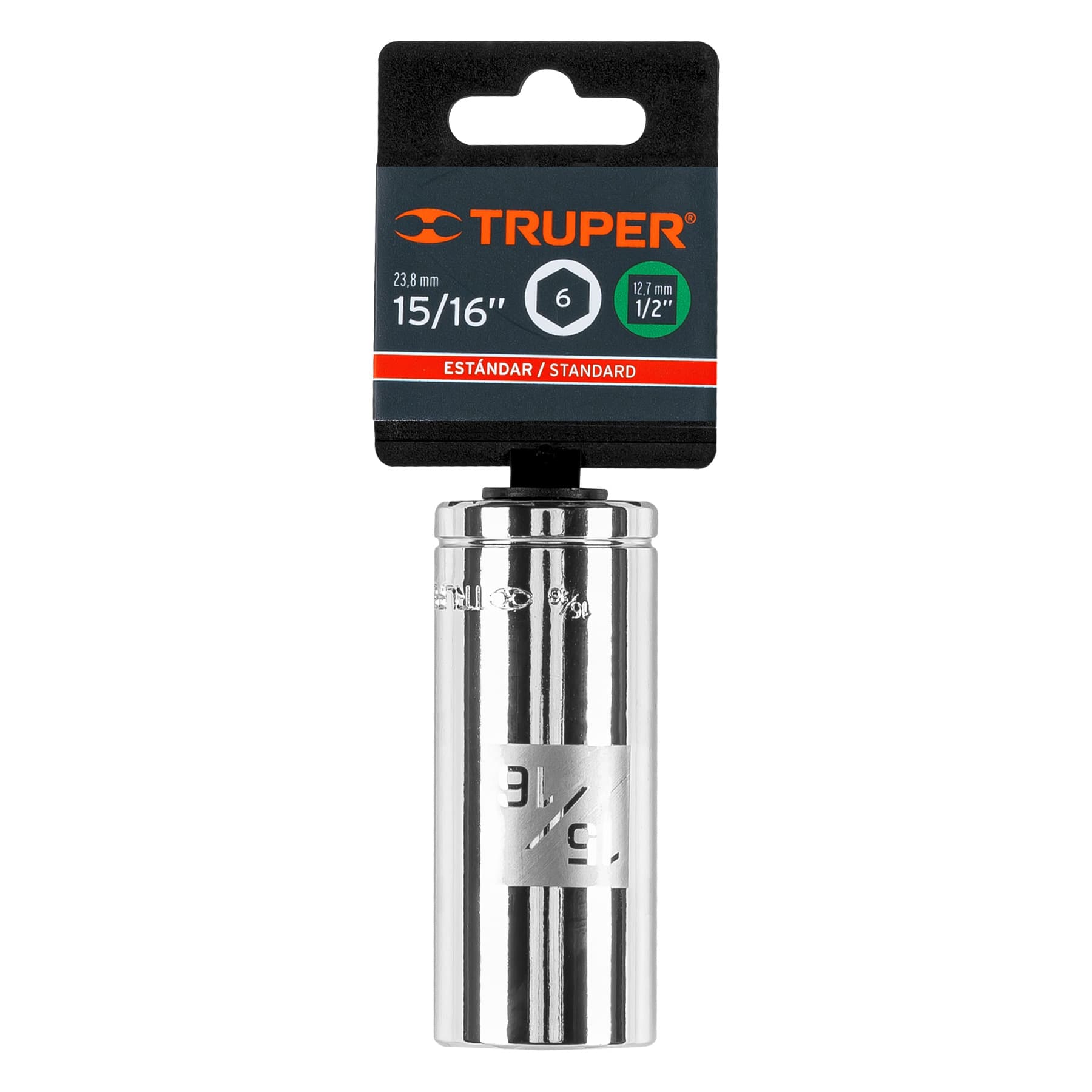 Dado tubular hexagonal encastre 1/2" de 15/16", Truper - 13332