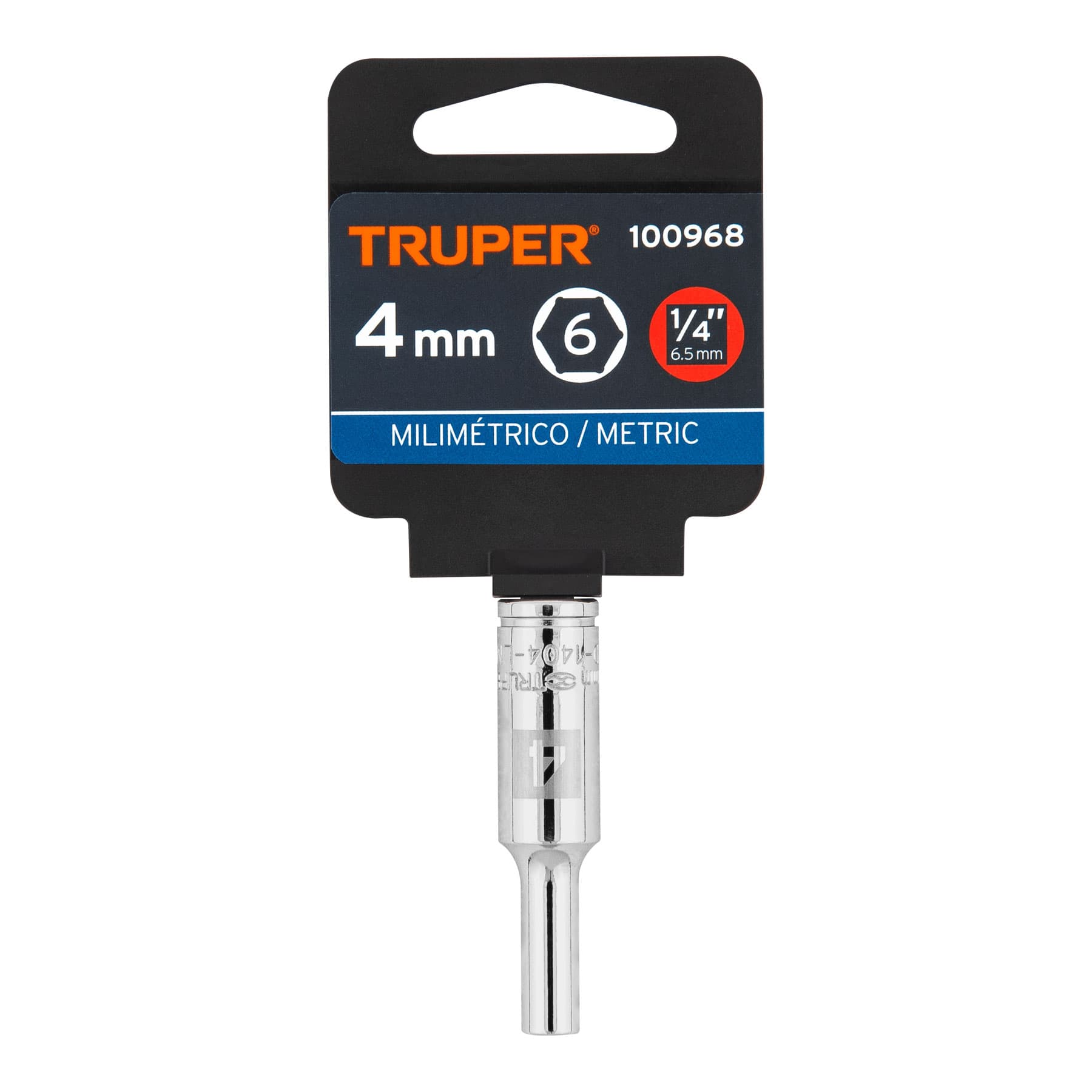 Dado tubular hexagonal encastre 1/4" de 4 mm, Truper - 100968