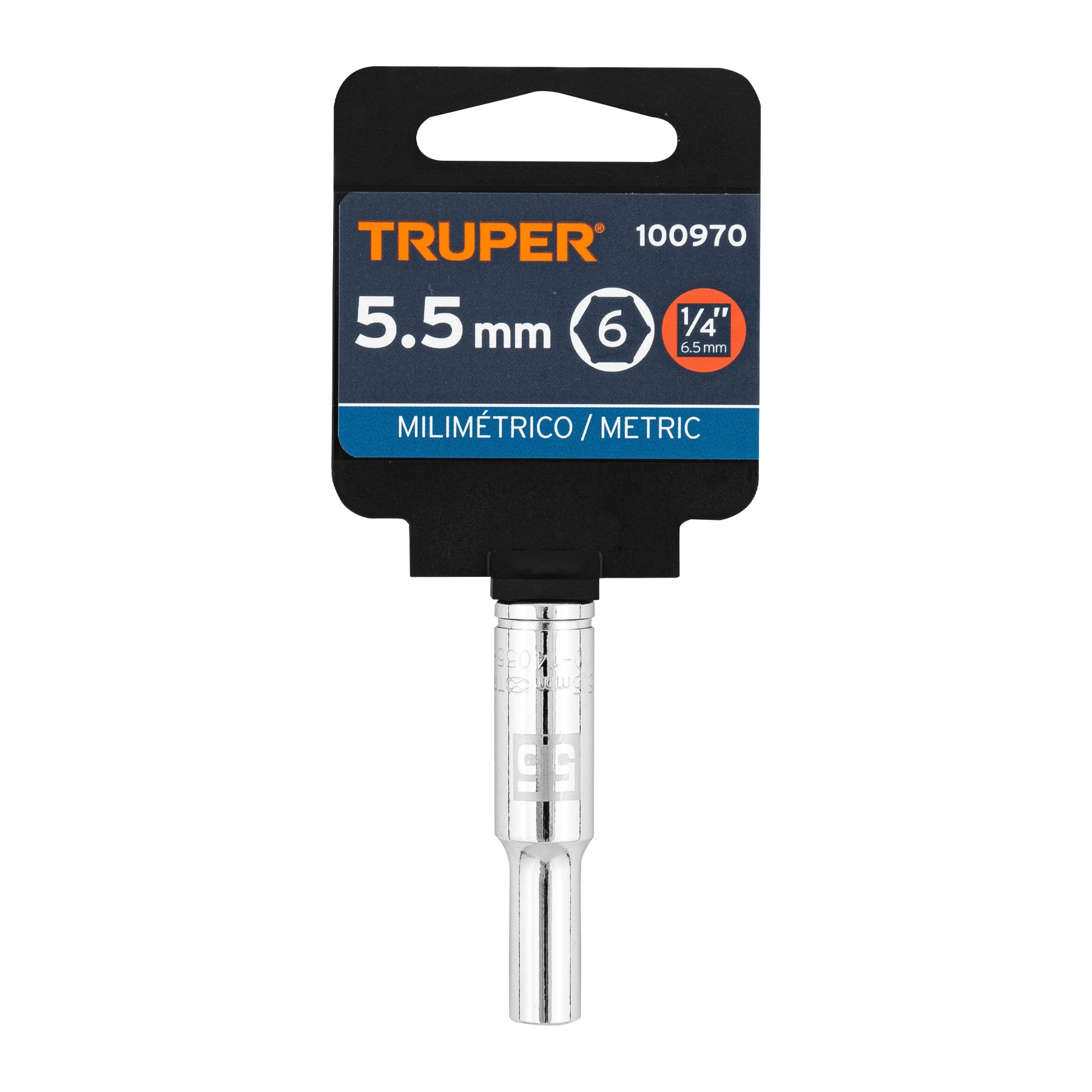 Dado tubular hexagonal encastre 1/4" de 5.5 mm, Truper - 100970
