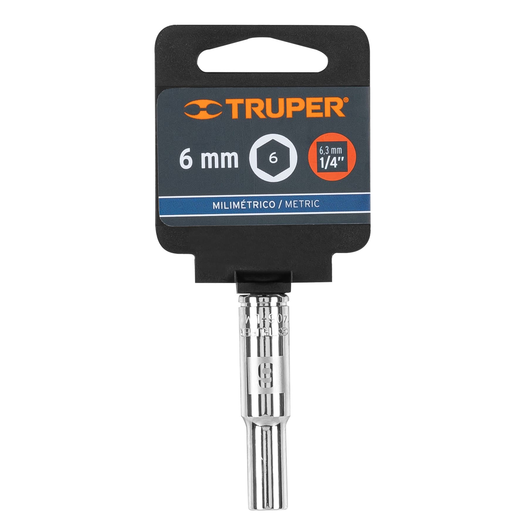 Dado tubular hexagonal encastre 1/4" de 6 mm, Truper - 13200
