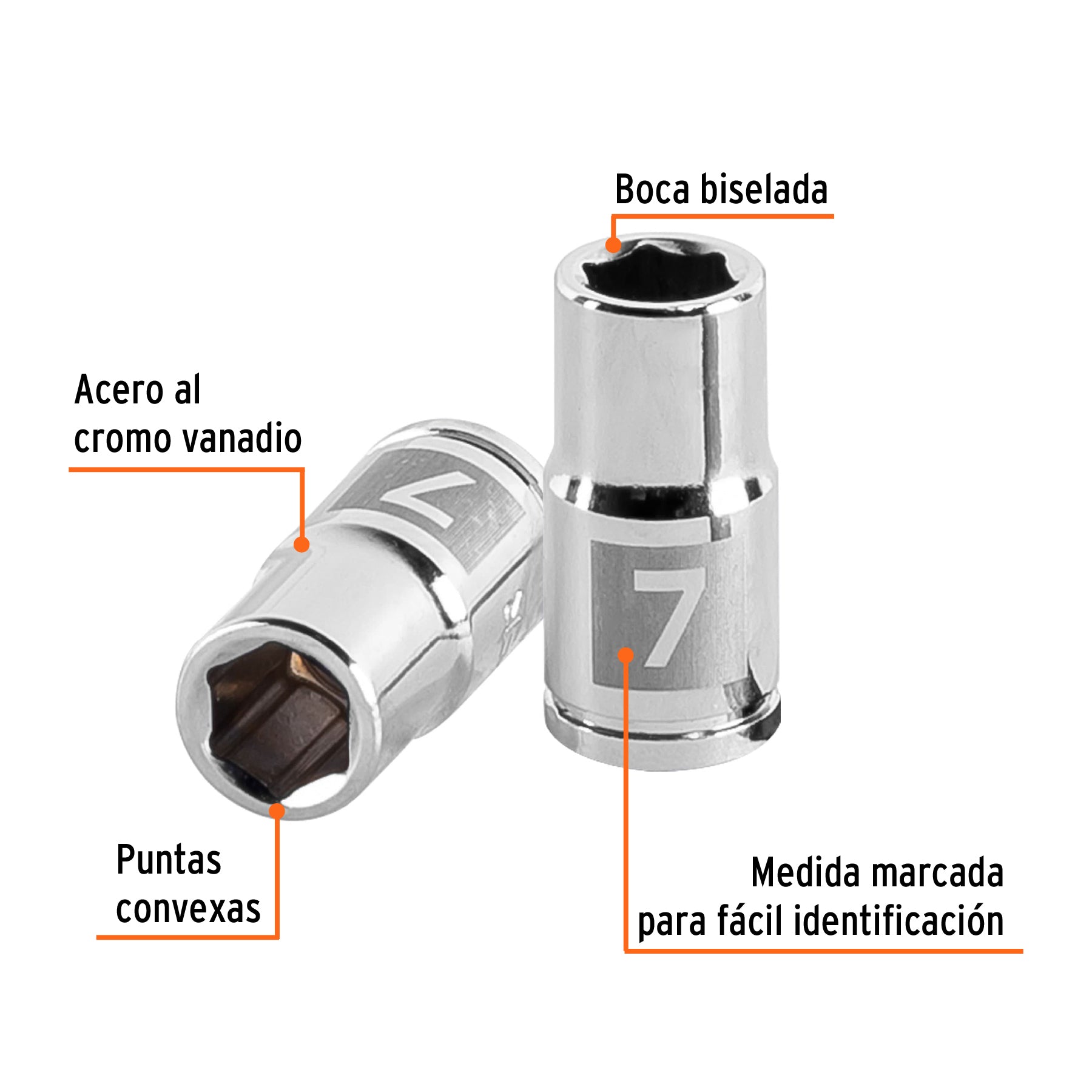 Dado hexagonal encastre 1/4" de 7 mm, Truper - 13169