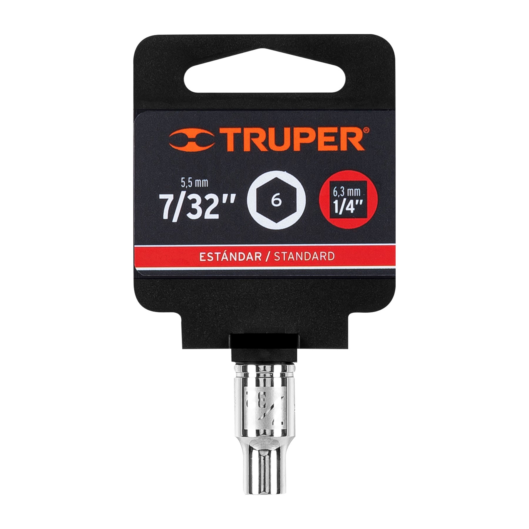 Dado cuadro 1/4" de 6 puntas de 7/32", Truper - 13155