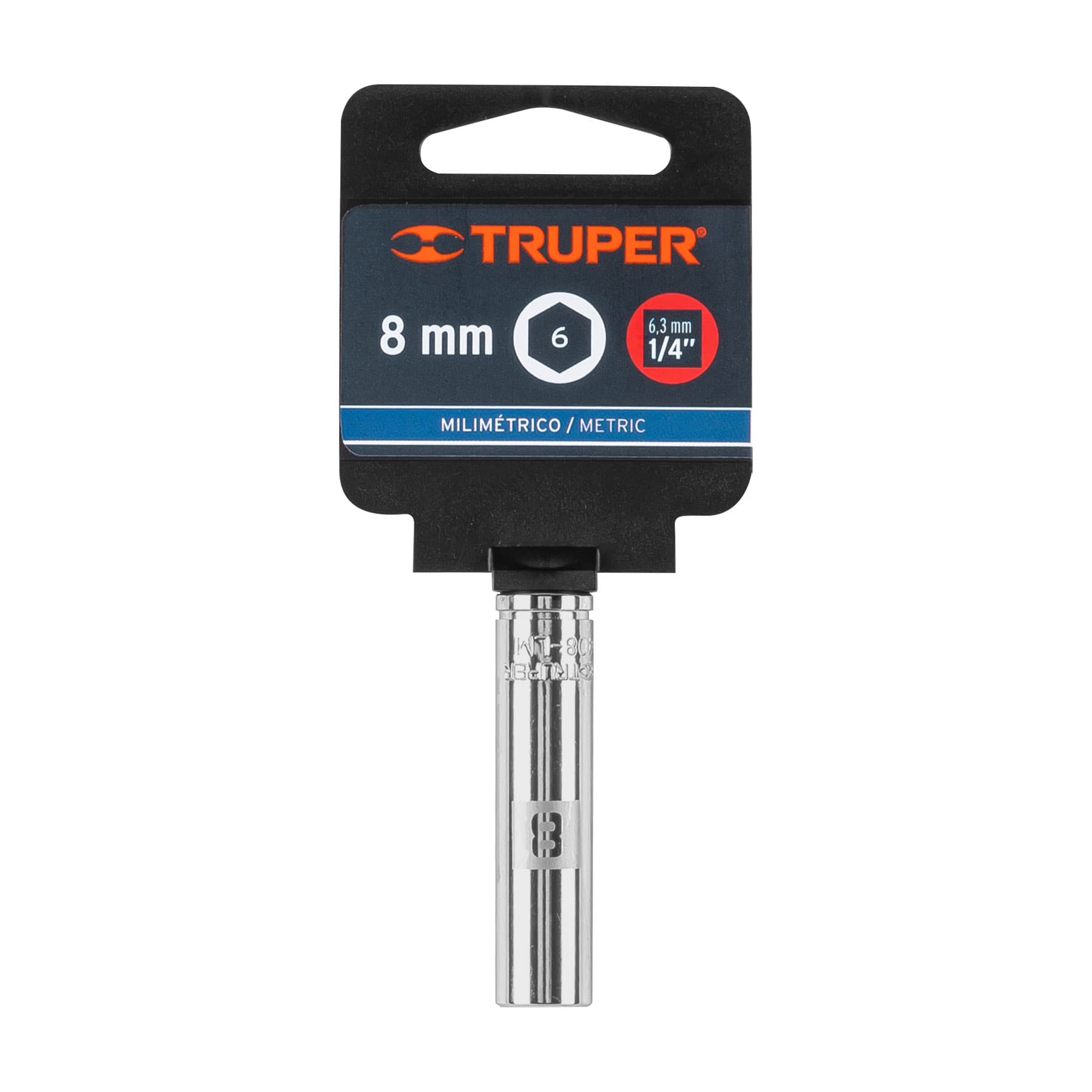 Dado tubular hexagonal encastre 1/4" de 8 mm, Truper - 13202