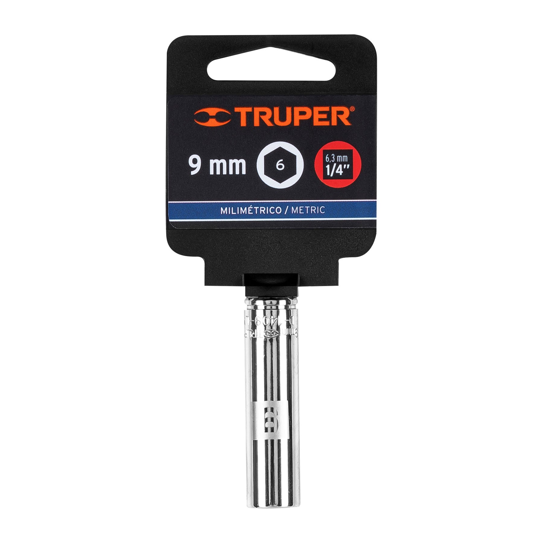 Dado largo de 9 mm, 6 puntas, cuadro 1/4", Truper - 13203