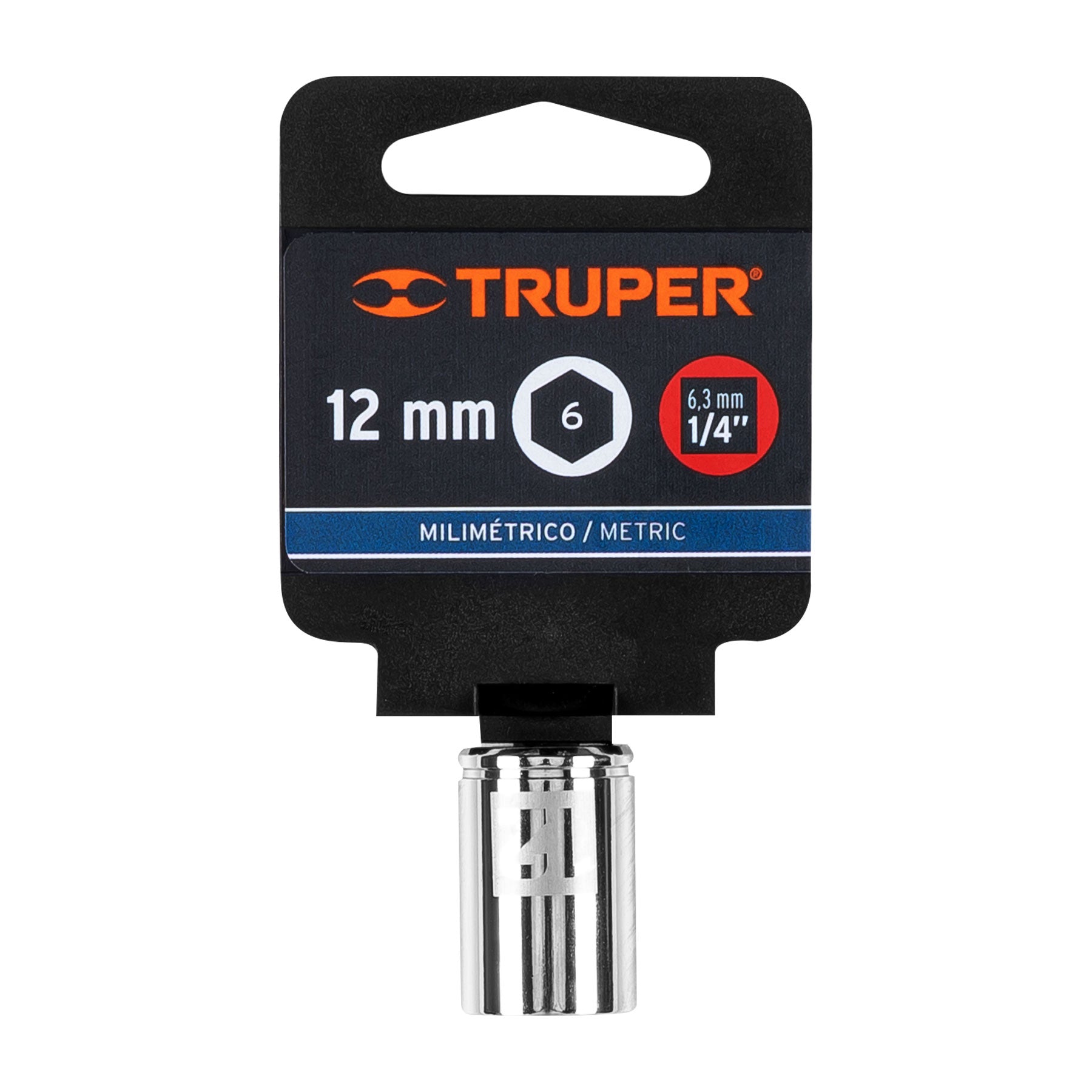 Dado hexagonal encastre 1/4" de 12 mm, Truper - 13174
