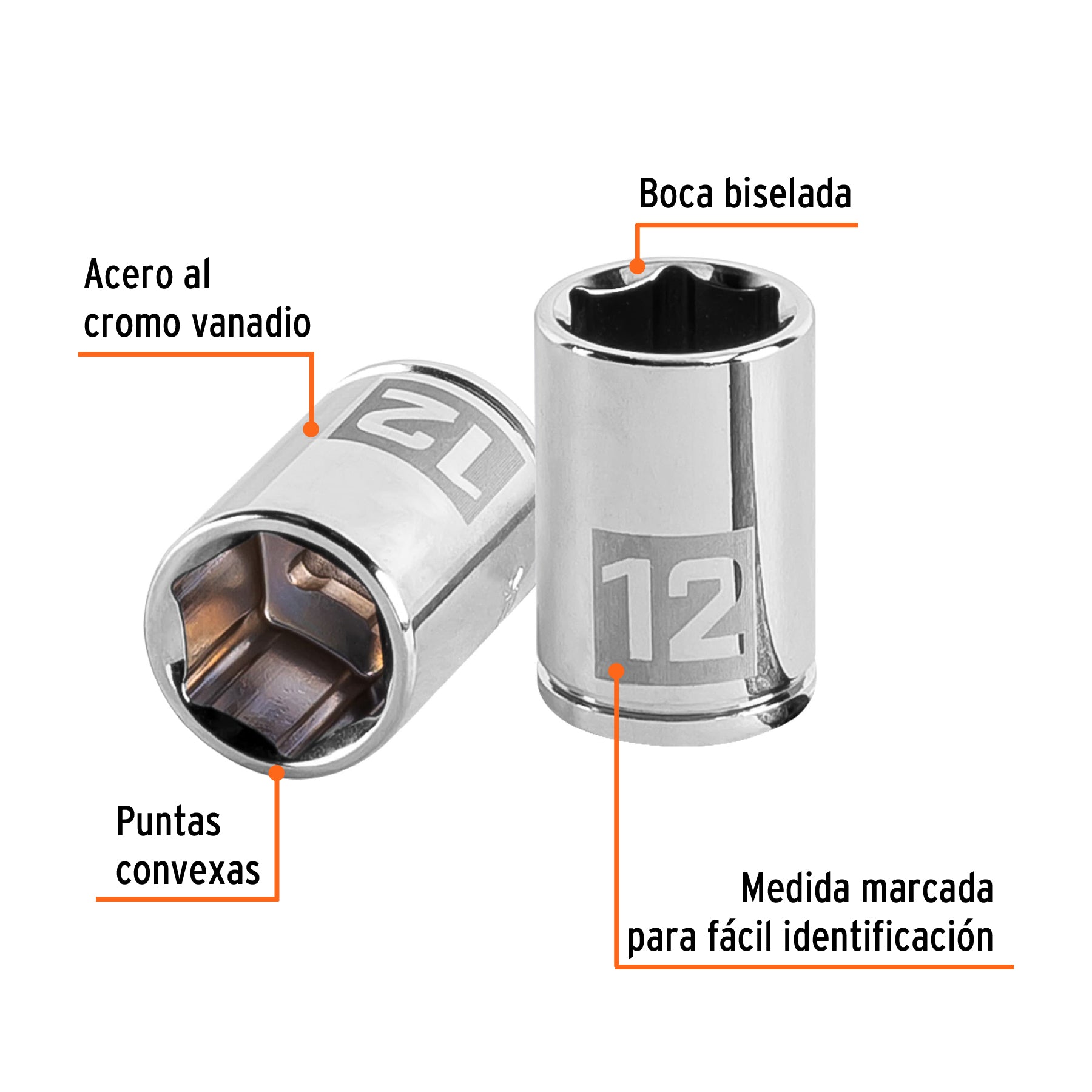 Dado hexagonal encastre 1/4" de 12 mm, Truper - 13174