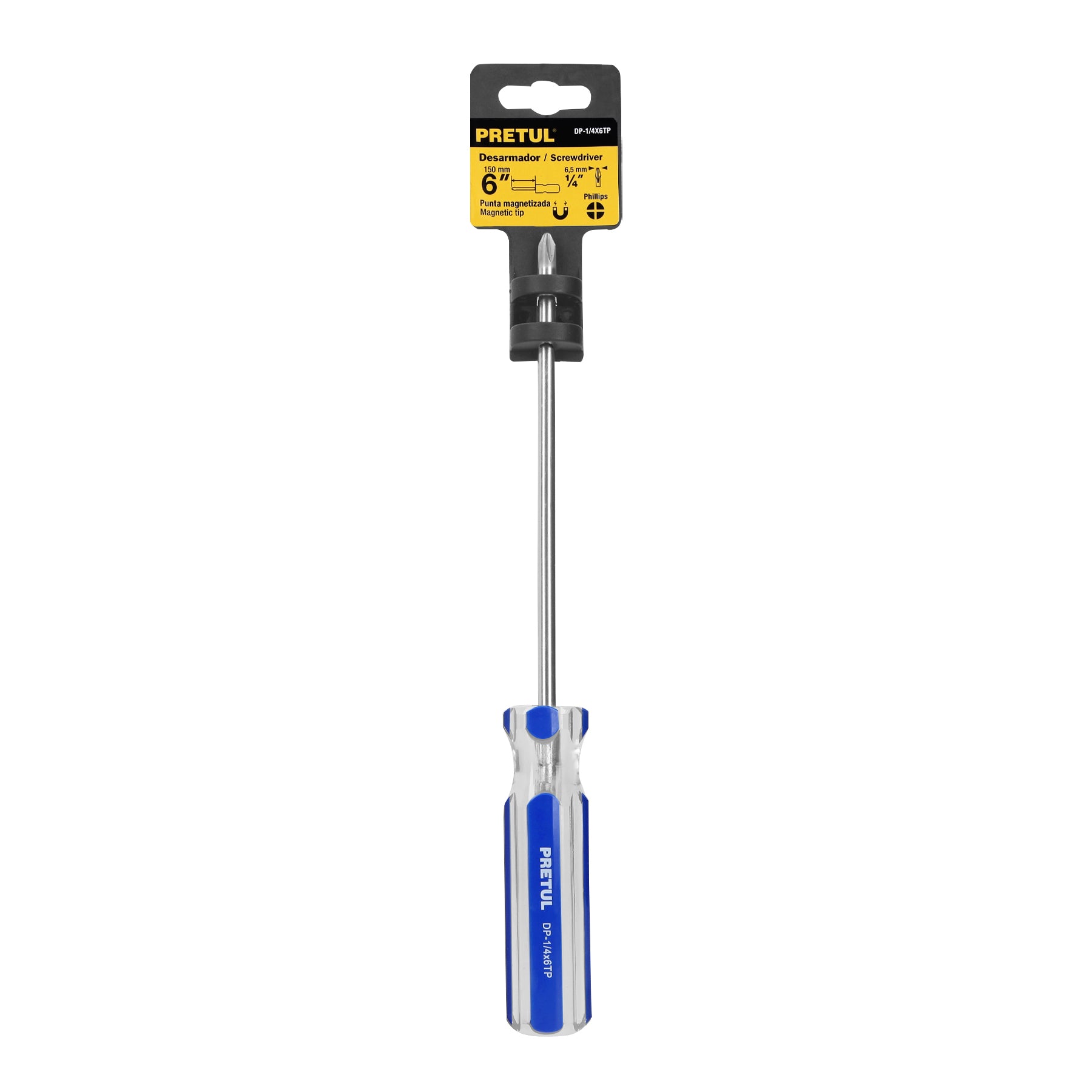 Desarmador de cruz 1/4 x 6" mango de PVC, Pretul - 21477