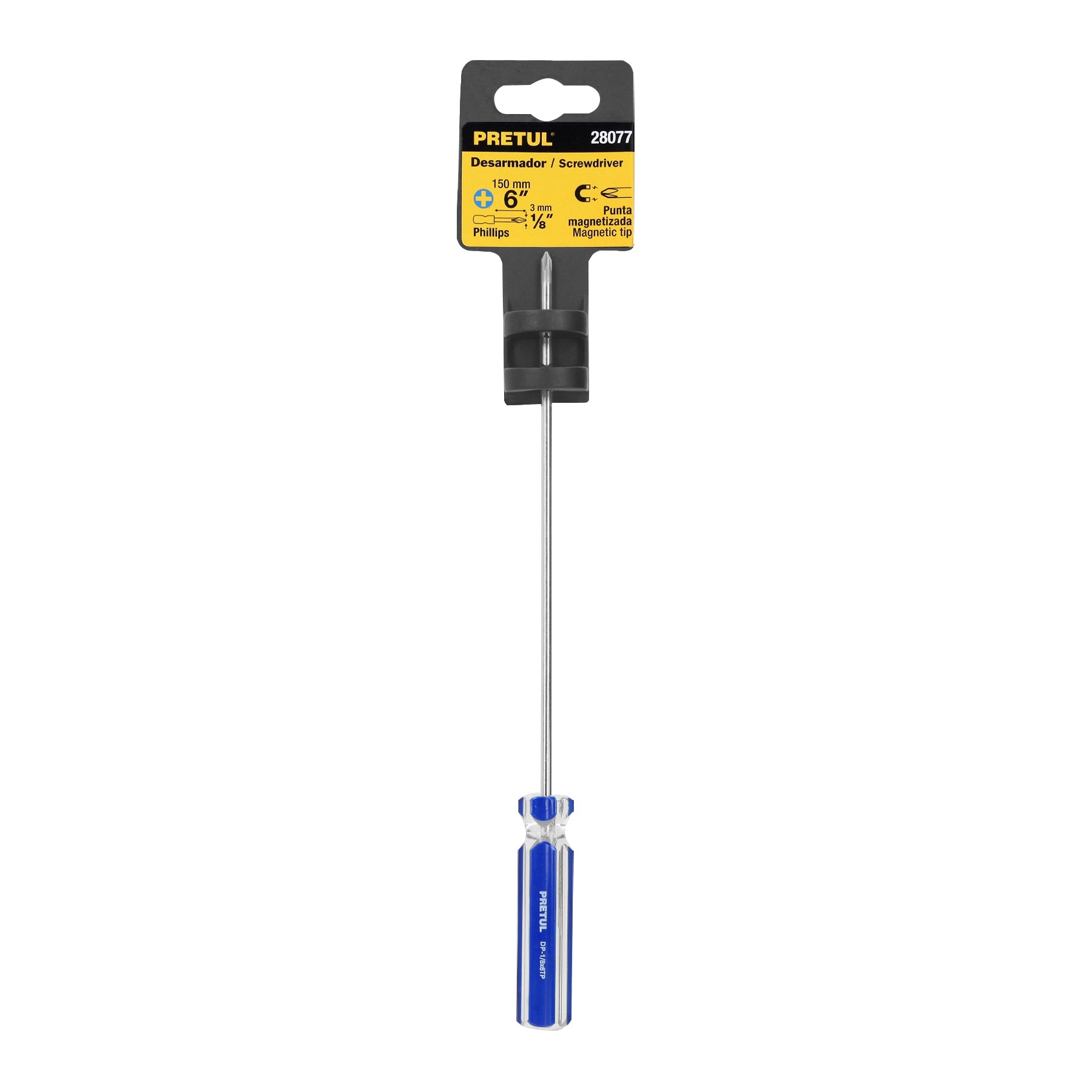 Desarmador de cruz 1/8" x 6" mango de PVC, Pretul - 28077