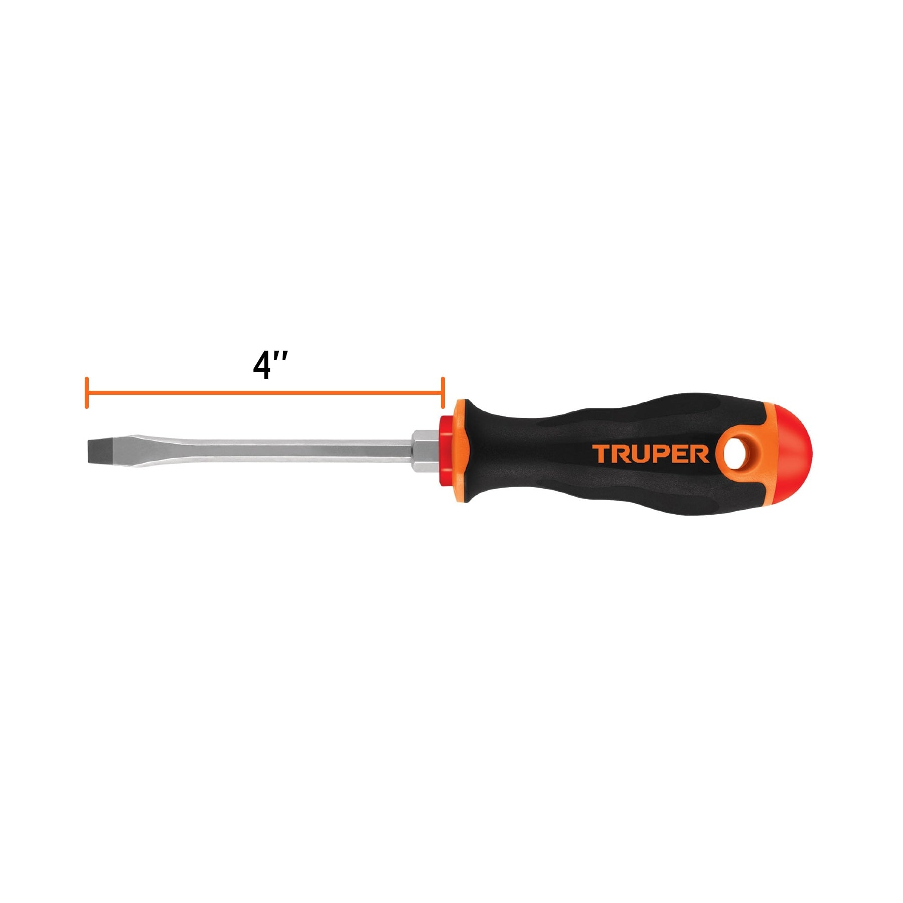 Desarmador plano 1/4" x 4" mango Comfort Grip, Truper - 13998