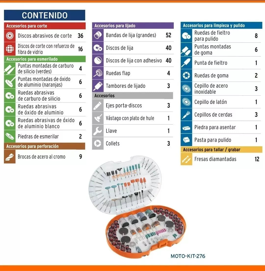 Accesorios Para Herramienta Rotativa Moto Tool Truper 276 Piezas - 100729