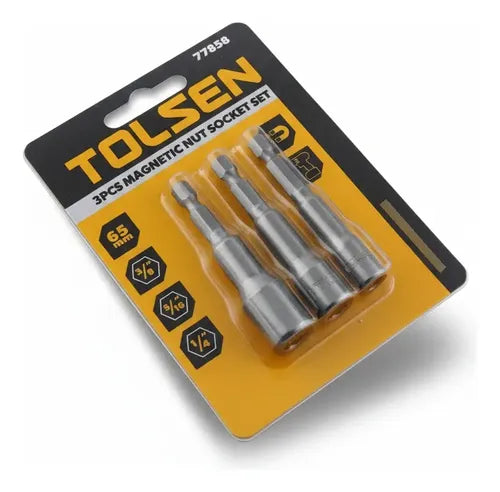 Juego de adaptador hexagonal 1/4, 5/16, 3/8 x 65mm Tolsen 77858