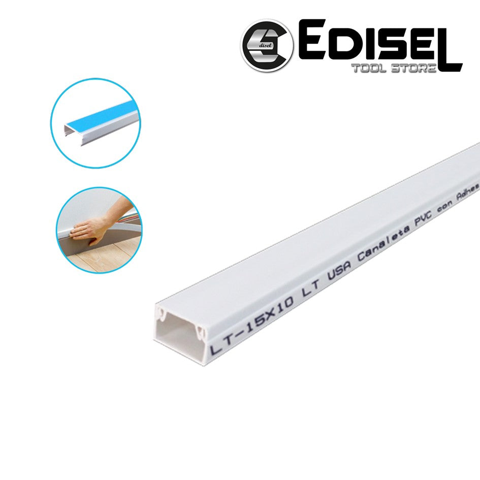 Canaleta PVC Blanca 10X15 con adhesivo 2 mts EDILT-10X15