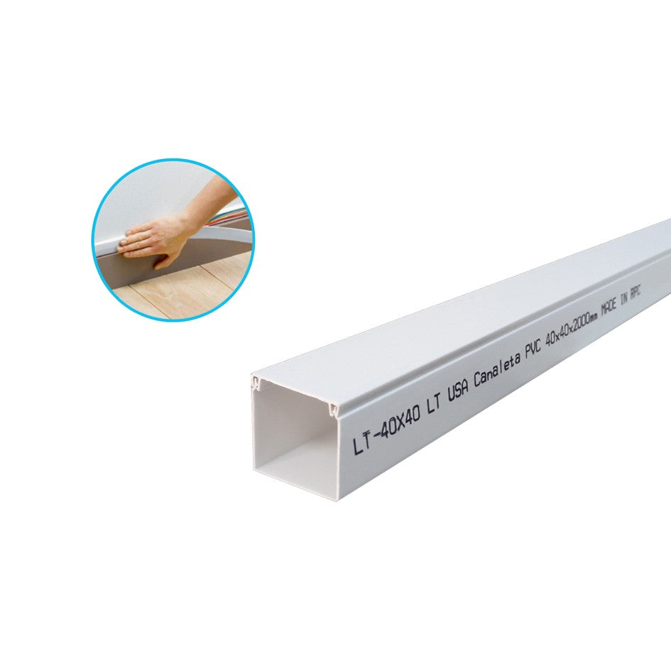 Canaleta PVC Blanca 40X40 de 2 mts EDILT-40X40