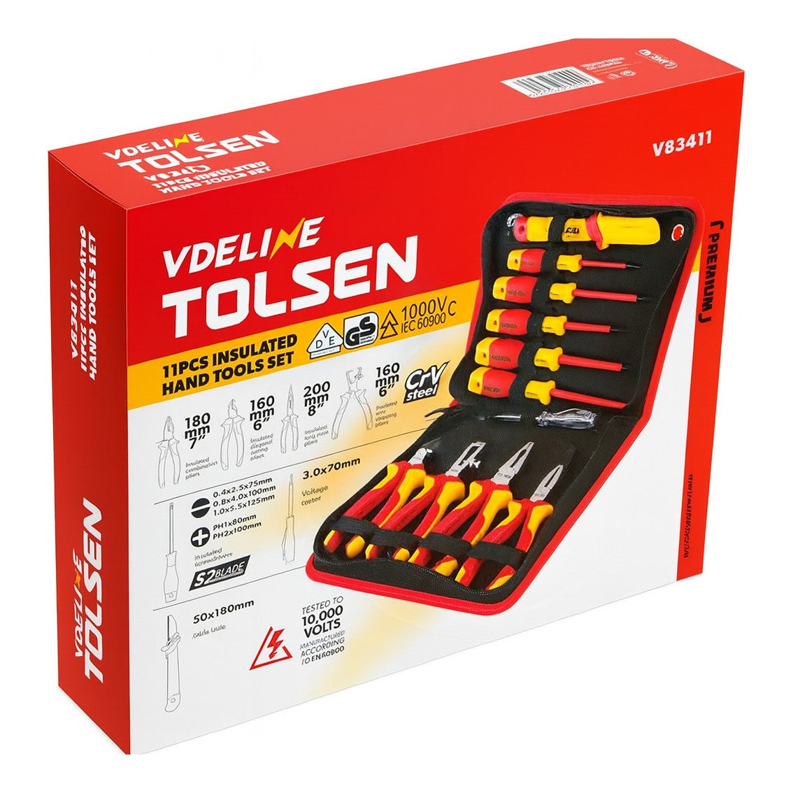 Alicates y Destornilladores de 11pcs 1000v TOLSEN V83411