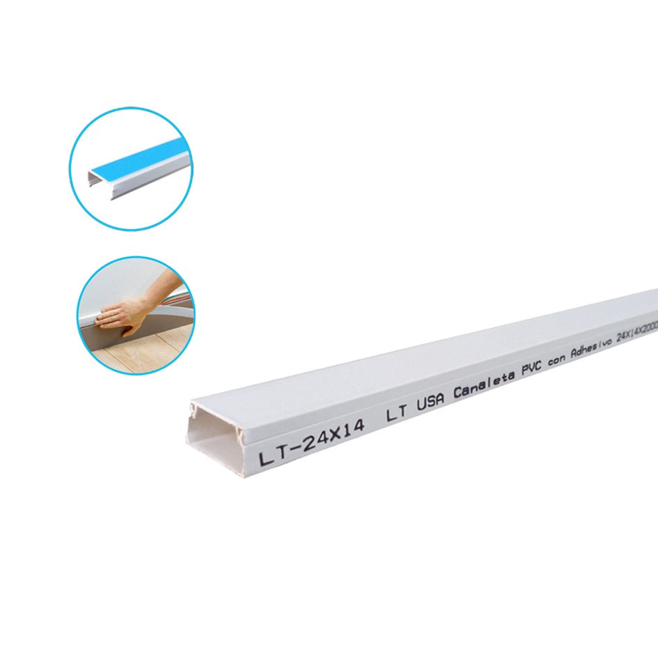 Canaleta PVC Blanca 39x19 con adhesivo 2 mts EDILT-39x19
