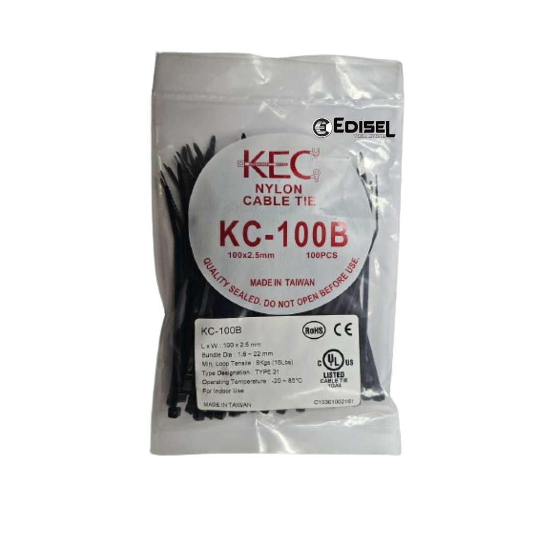 Cintillo de Nylon 2.5mm x 100mm KEC KC-100B (100und)
