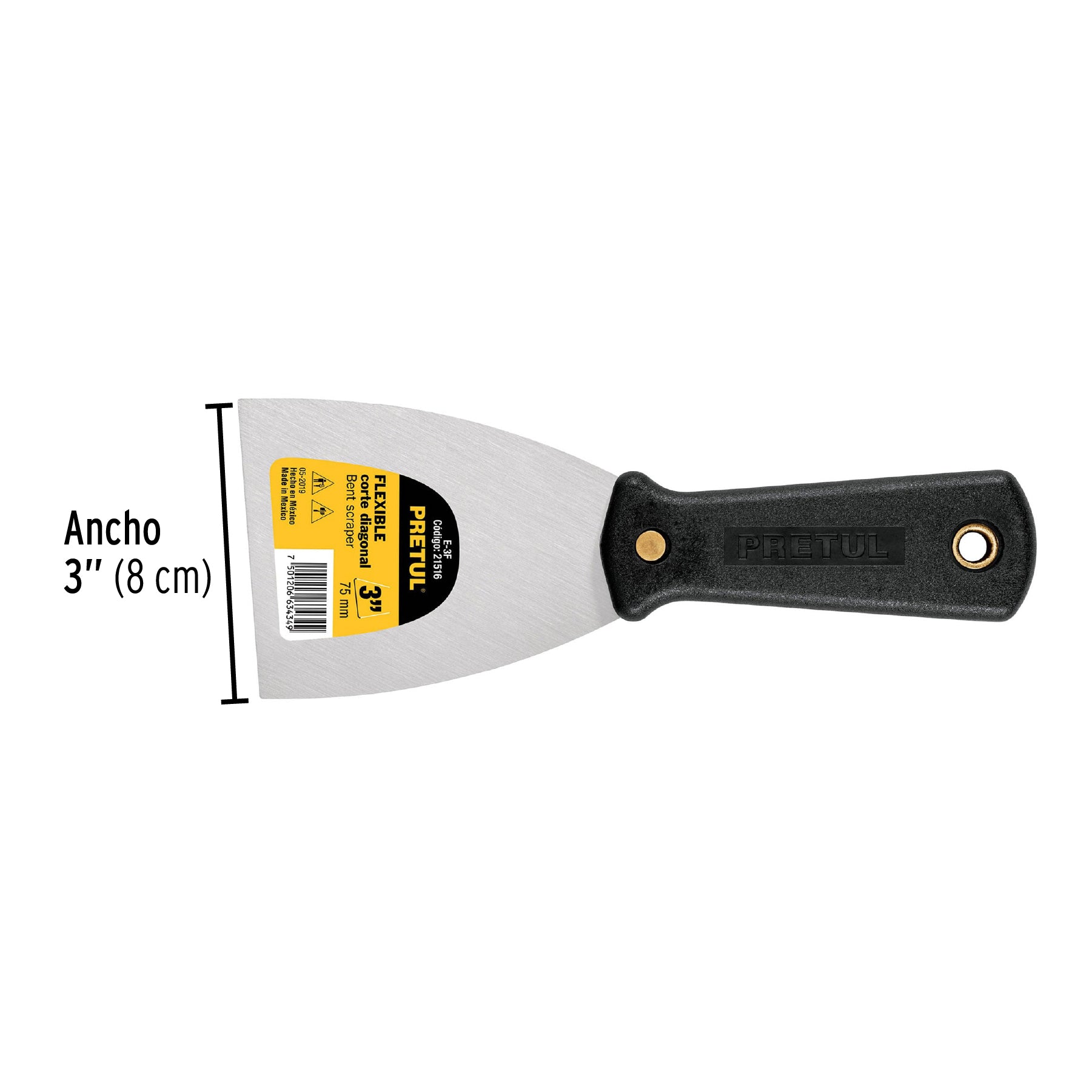 Espátula flexible 3" con mango de plástico, Pretul - 21516