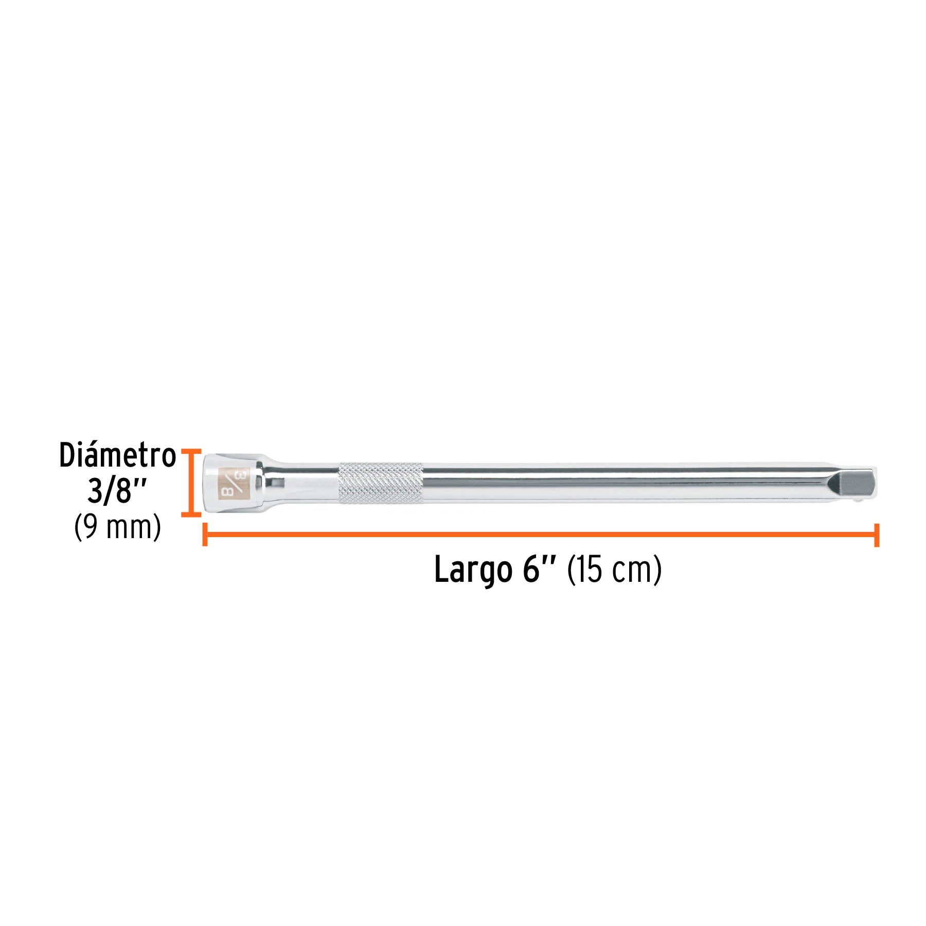 Extensión de 6" para ratchet, para dados encastre 1/4", Truper - 13915