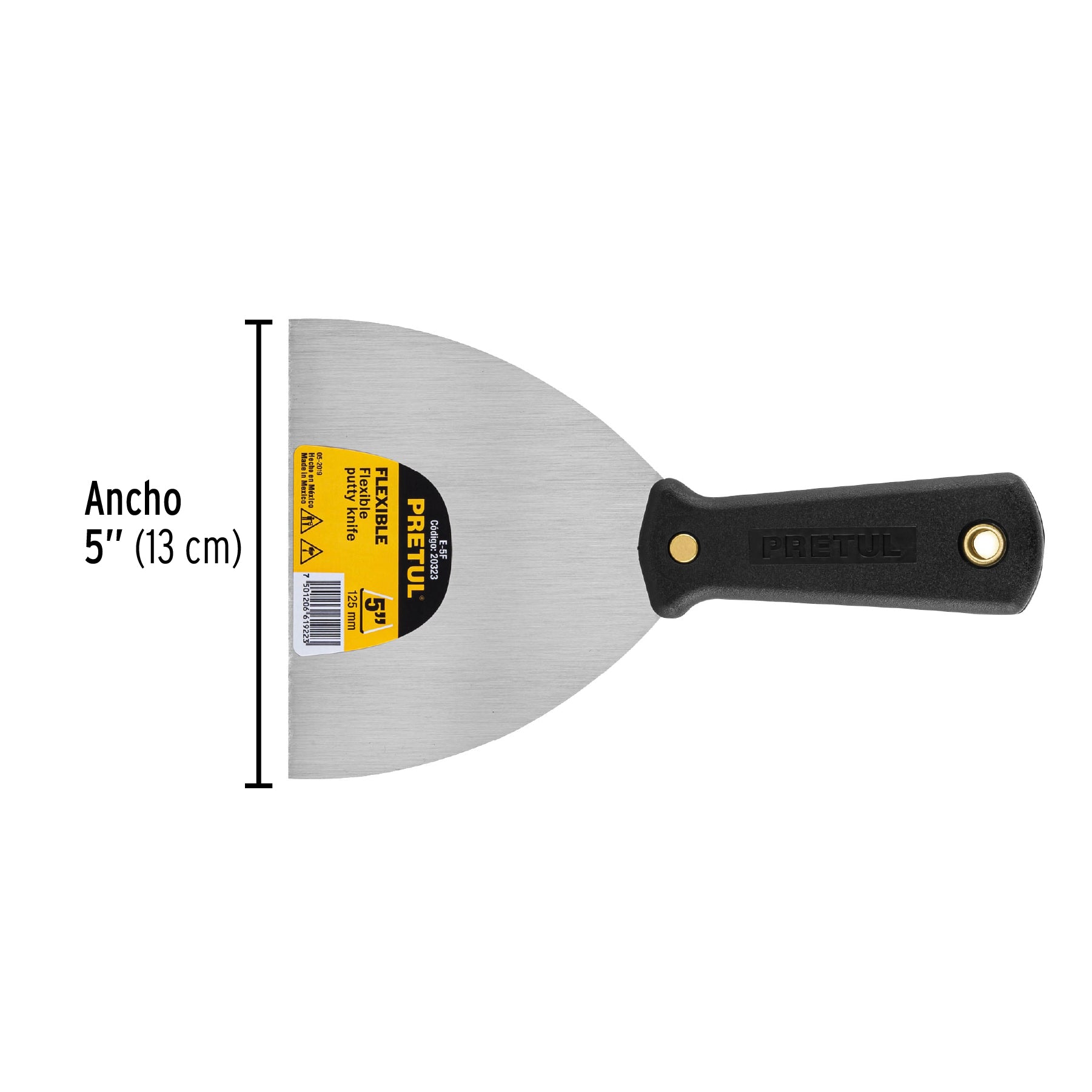 Espátula flexible 5" con mango de plástico, Pretul - 20323