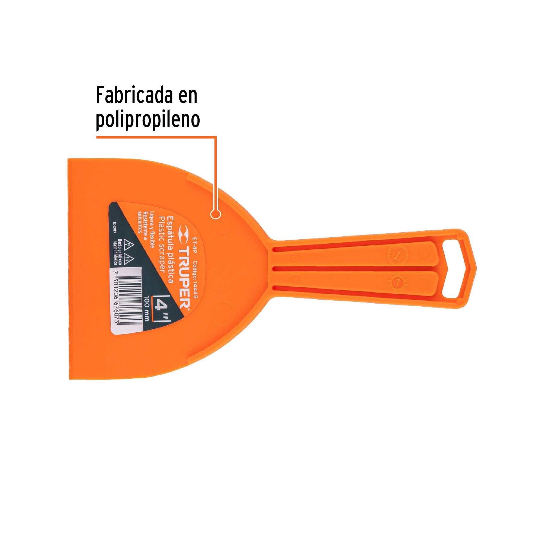 Espátula plástica de 4", Truper - 14445