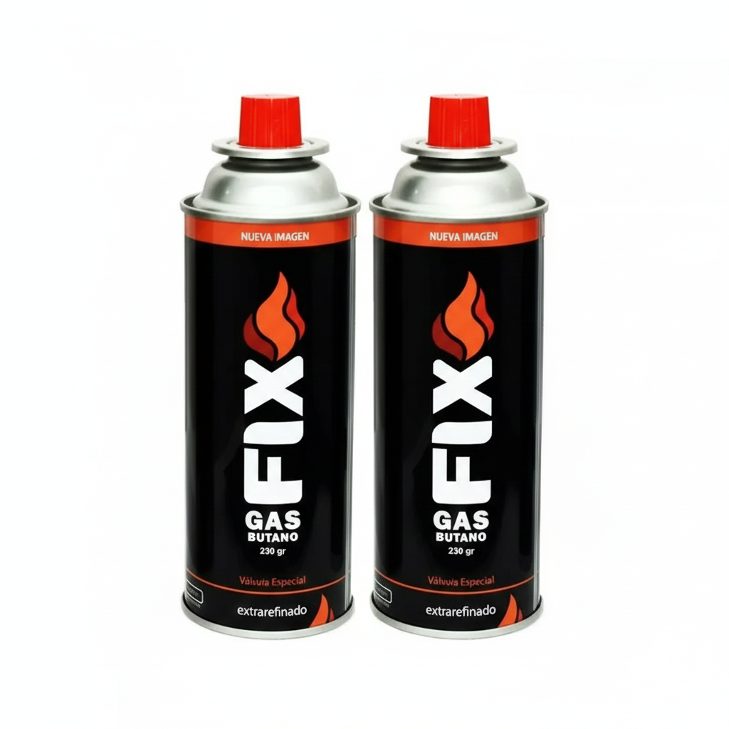 2x Gas Butano FIX Ultra Refinado valvula universal cocinillas flameadores EDI-4102