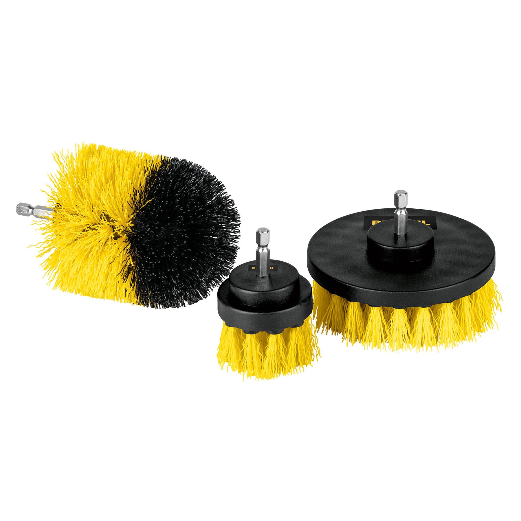 Juego de 3 cepillos multiusos para taladro, Pretul - 28152