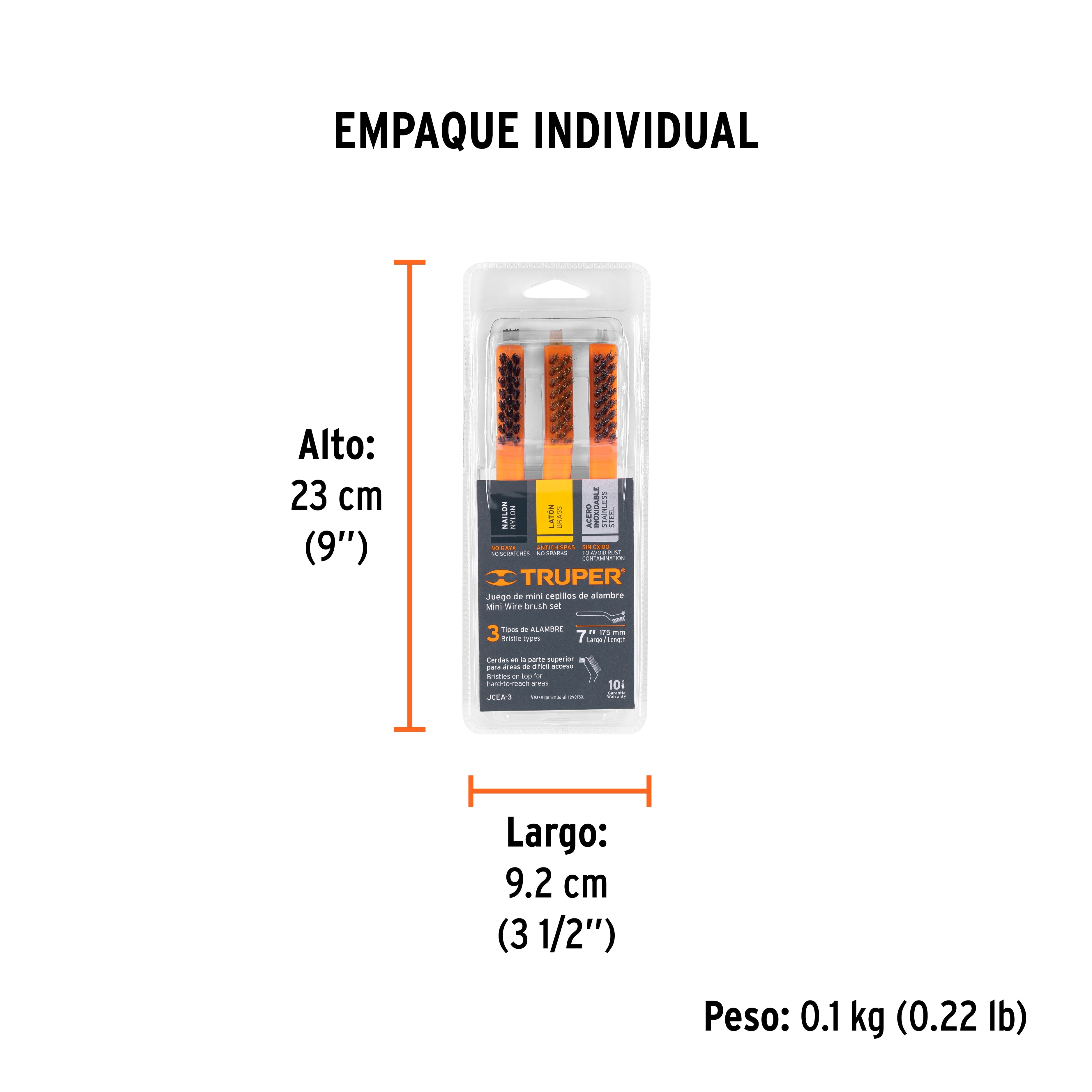 Juego de 3 mini cepillos de alambre 28 pinceles, Truper - 10652