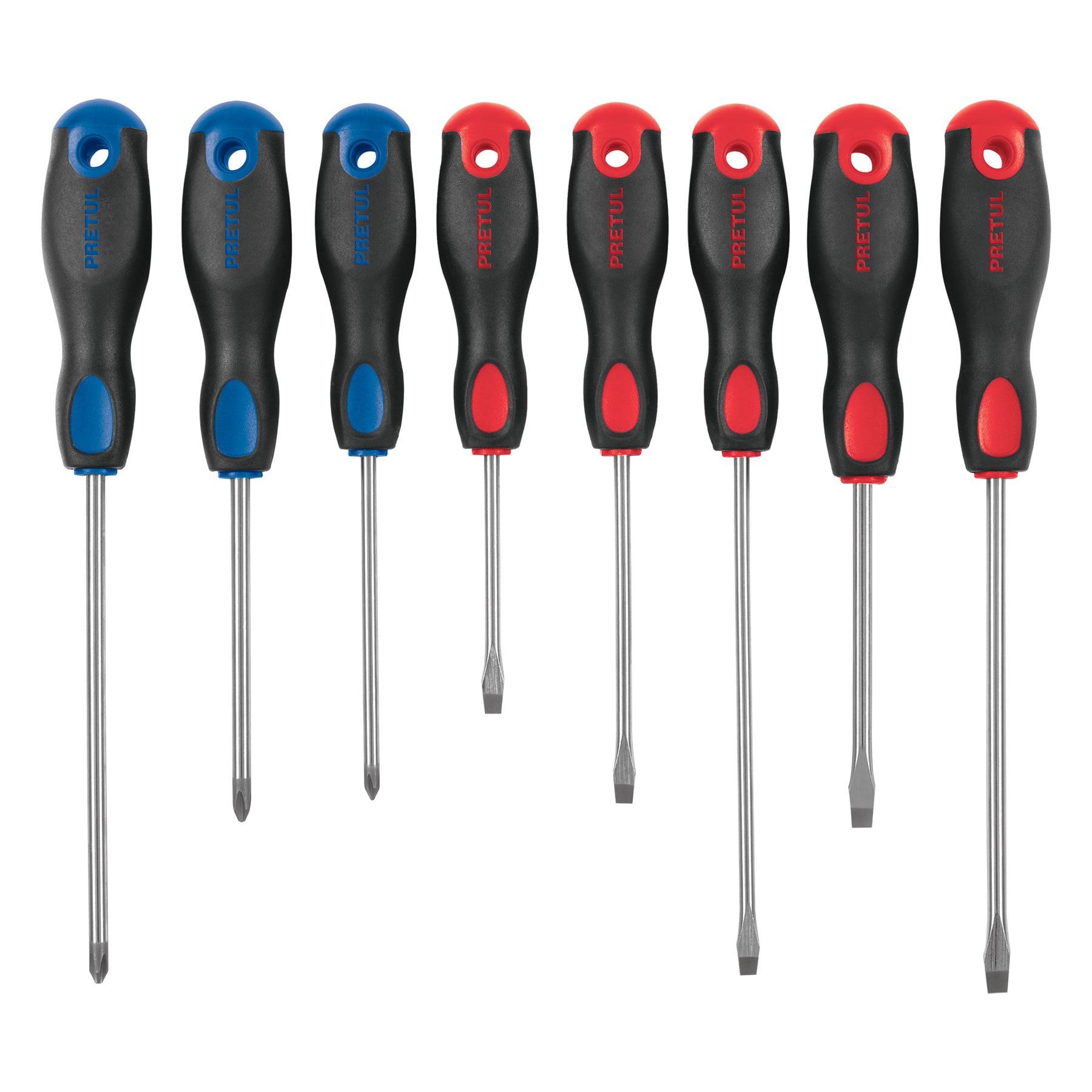 Juego de 8 desarmadores mango Comfort Grip, Pretul - 20219