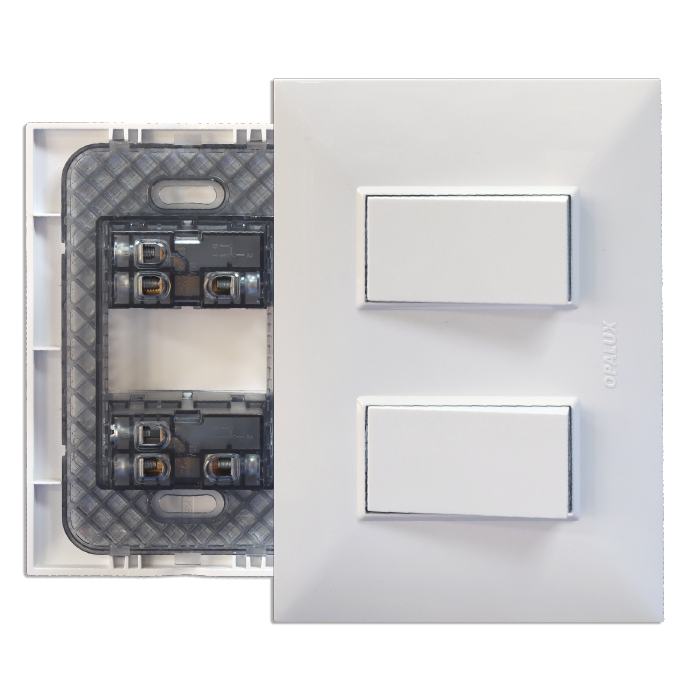 Interruptor Doble Conmutador 10A, 250V "Opalux" p/empotrar, KF2201-3