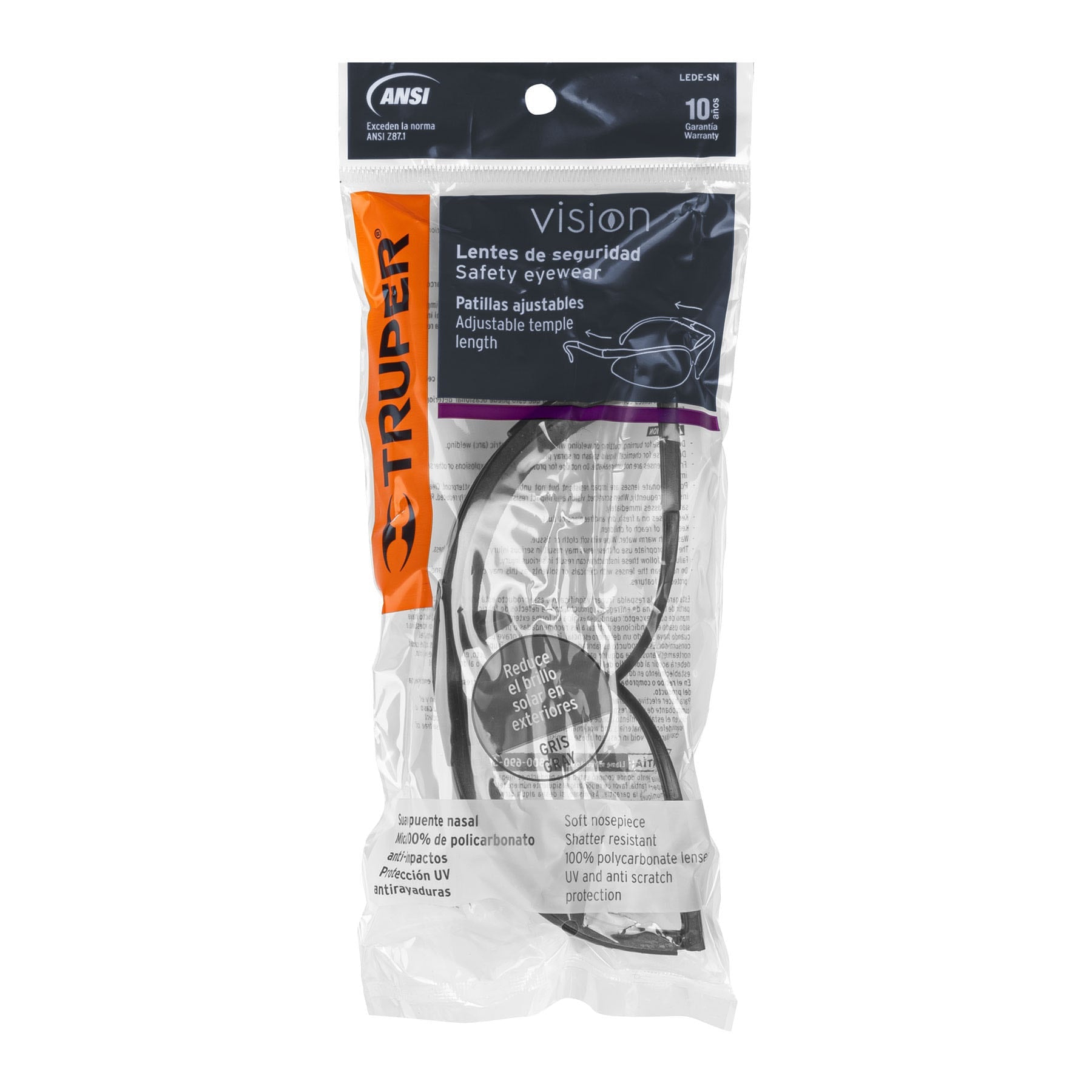 Lentes de seguridad grises, Truper Vision - 14302