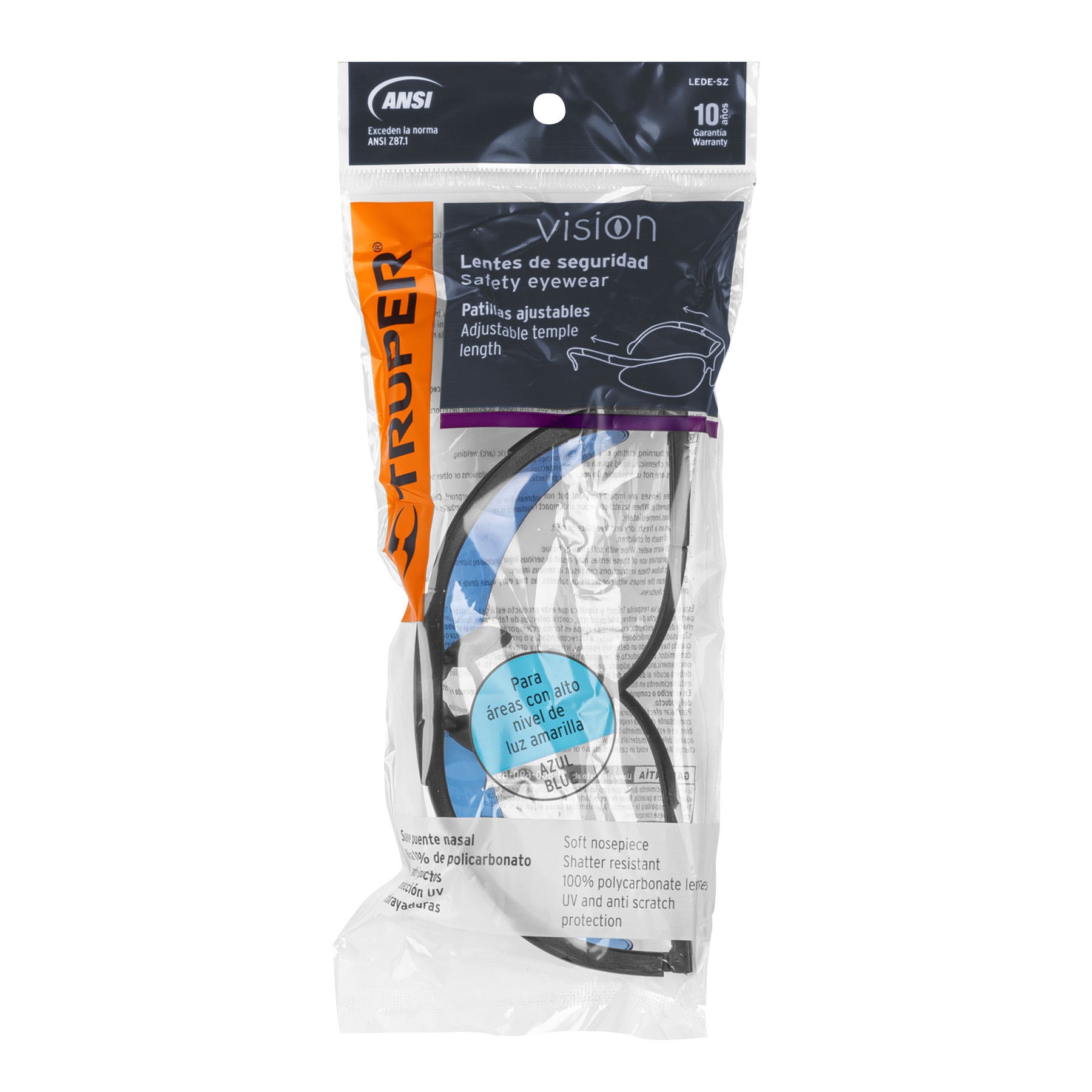 Lentes de seguridad azules, Truper Vision - 14303
