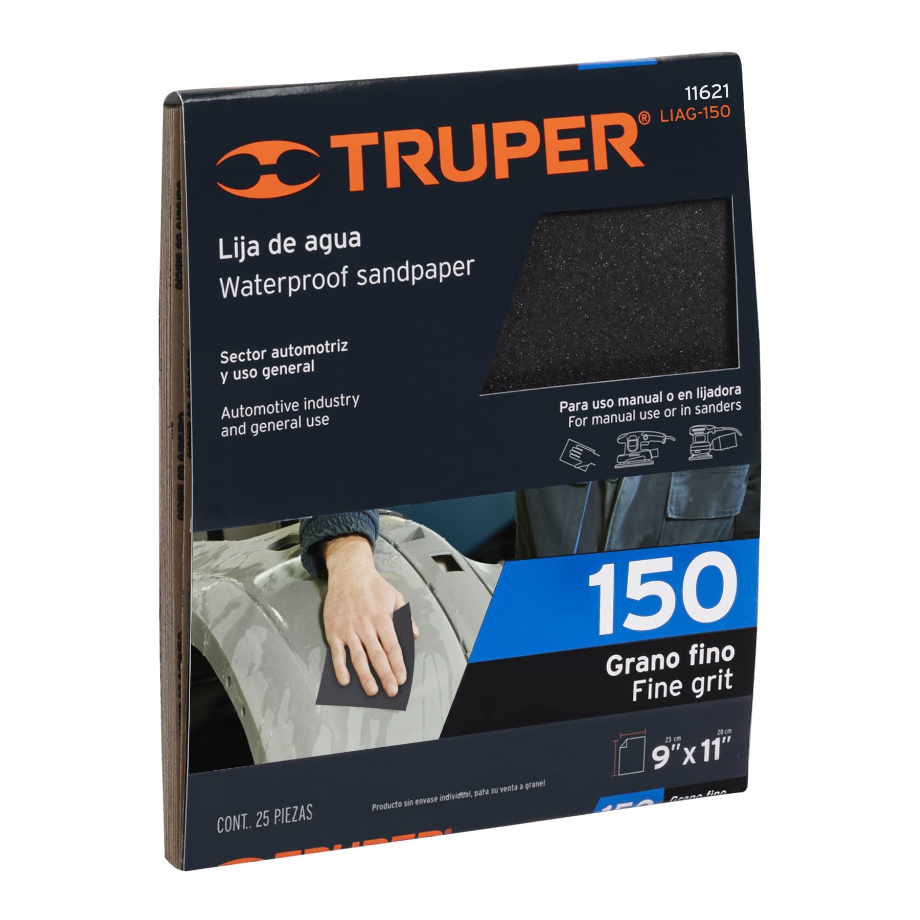 Lija de agua grano 150 de carburo de silicio, Truper - 11621